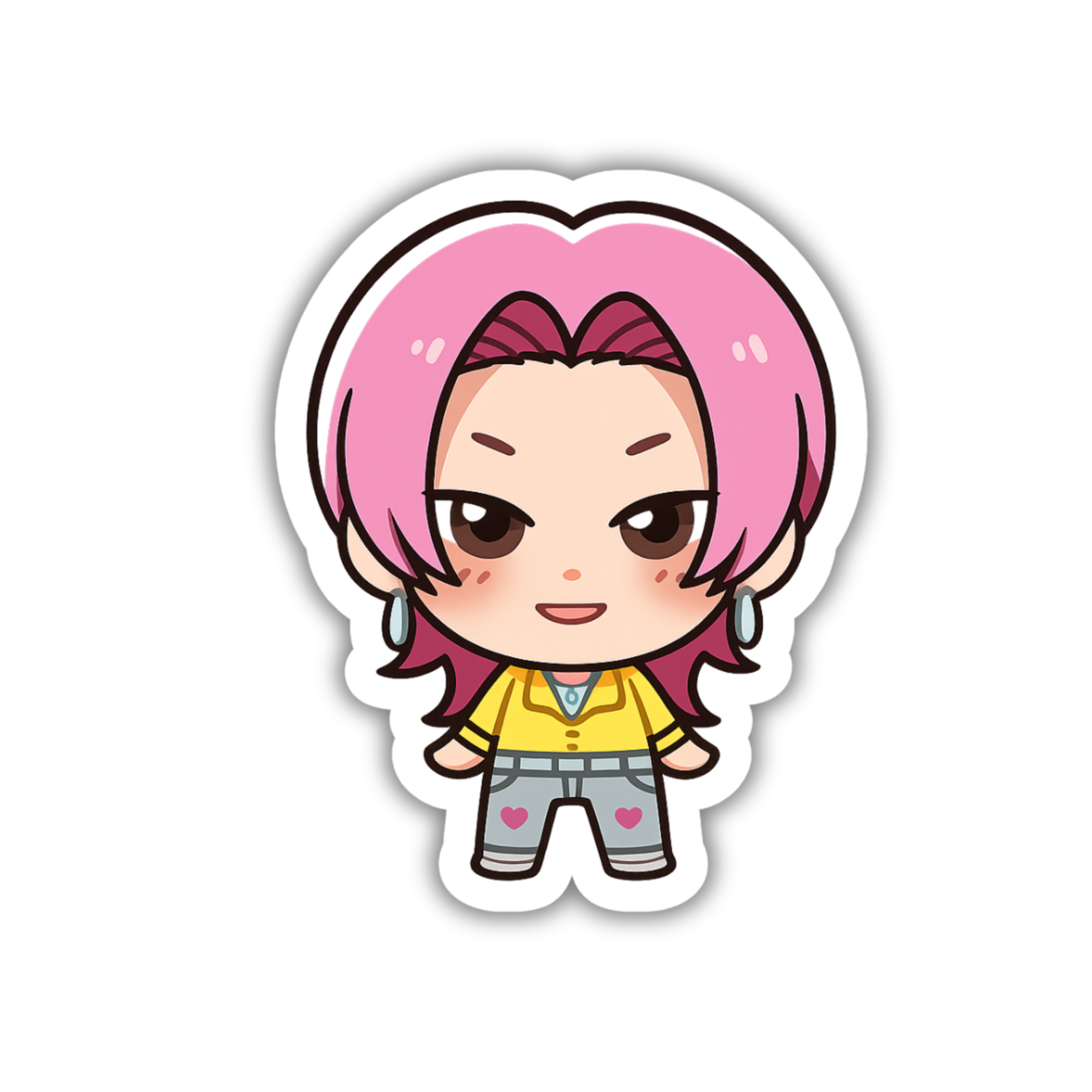 Pink Hair Chibi Idol Girl Vinyl Sticker | K-Pop Aesthetic Fandom Laptop Decal | Snap Magicians