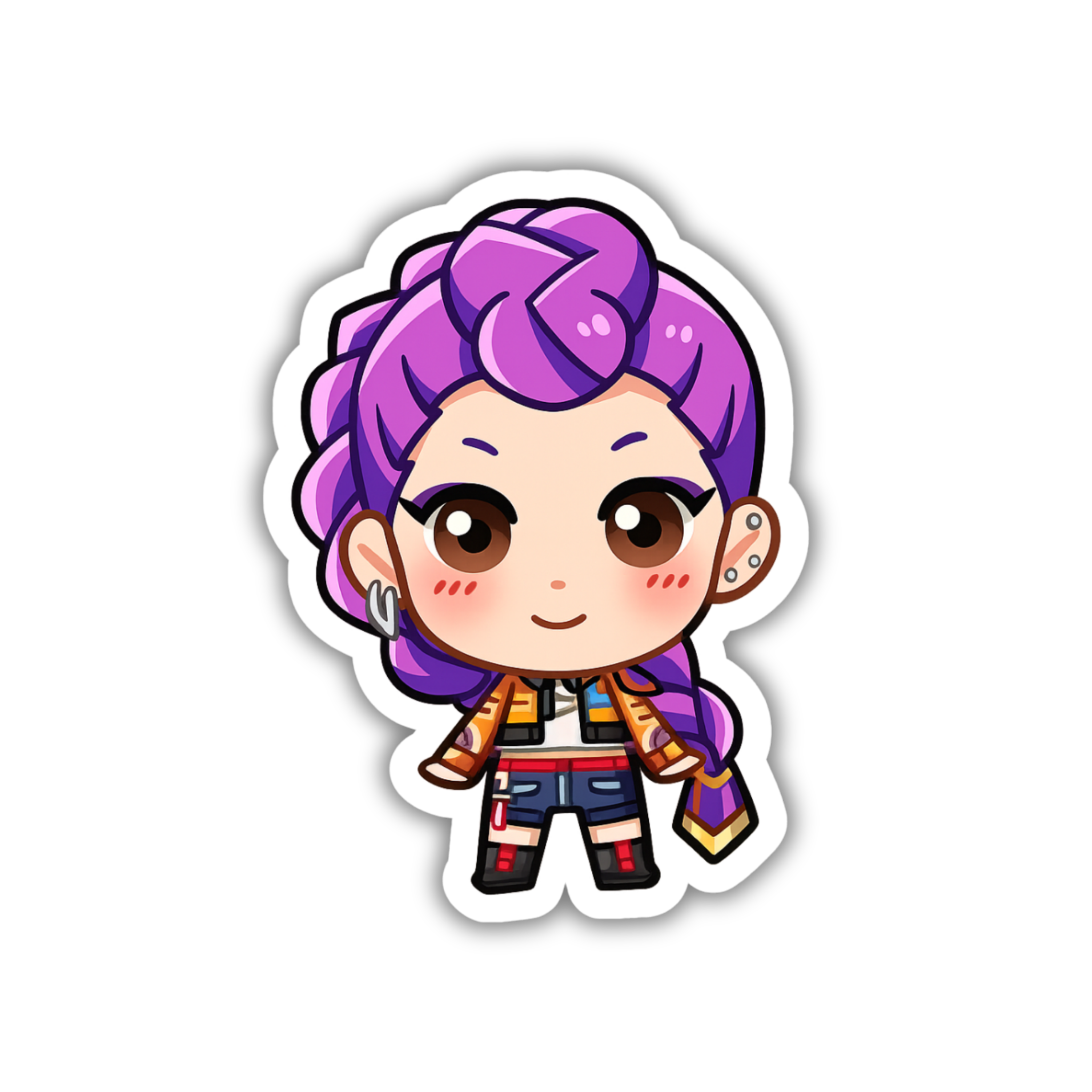 Purple Hair Chibi Idol Girl Vinyl Sticker | K-Pop Aesthetic Fandom Laptop Decal | Snap Magicians