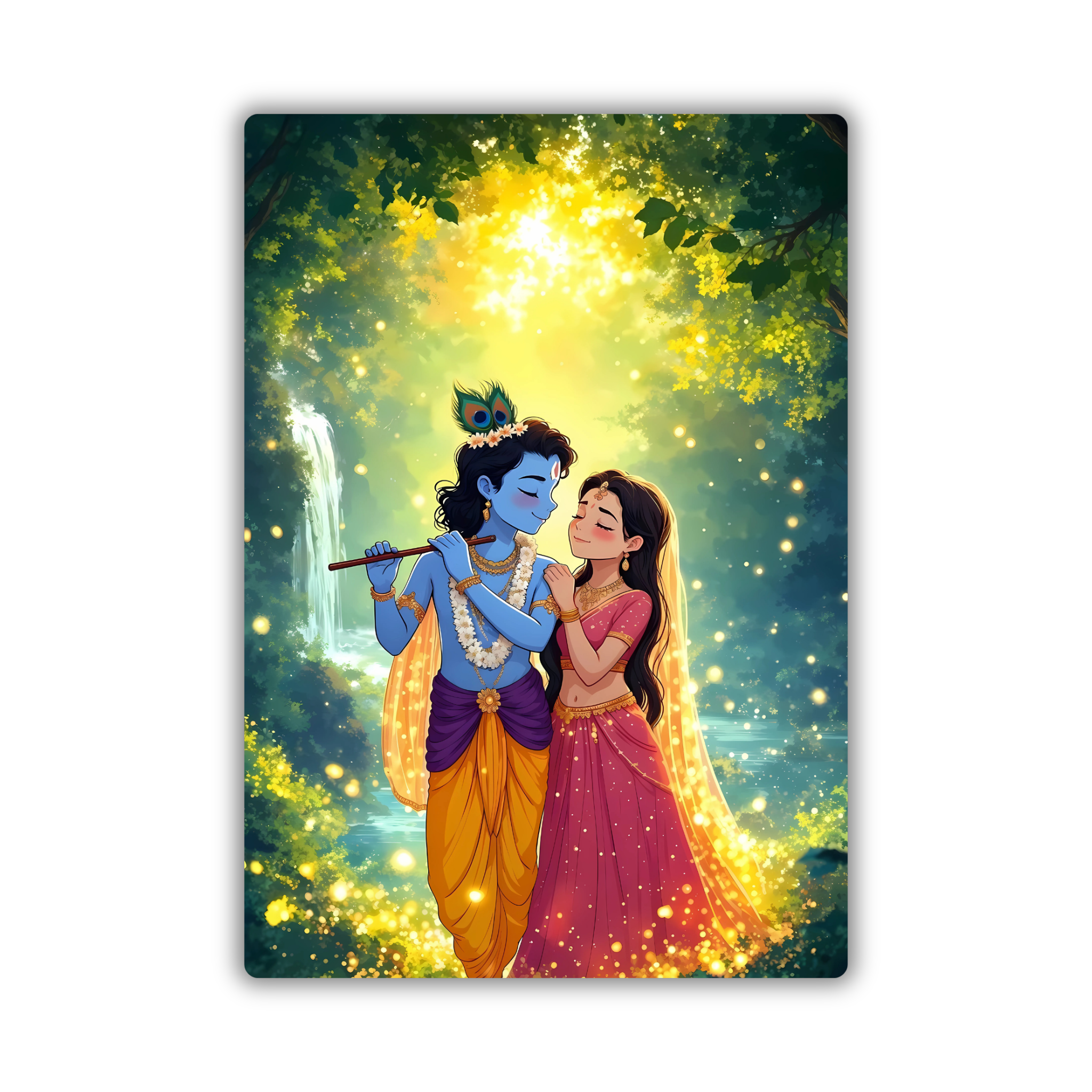 Radha Krishna Sparkle Night Fridge Magnet – Magical Divine Love Decor