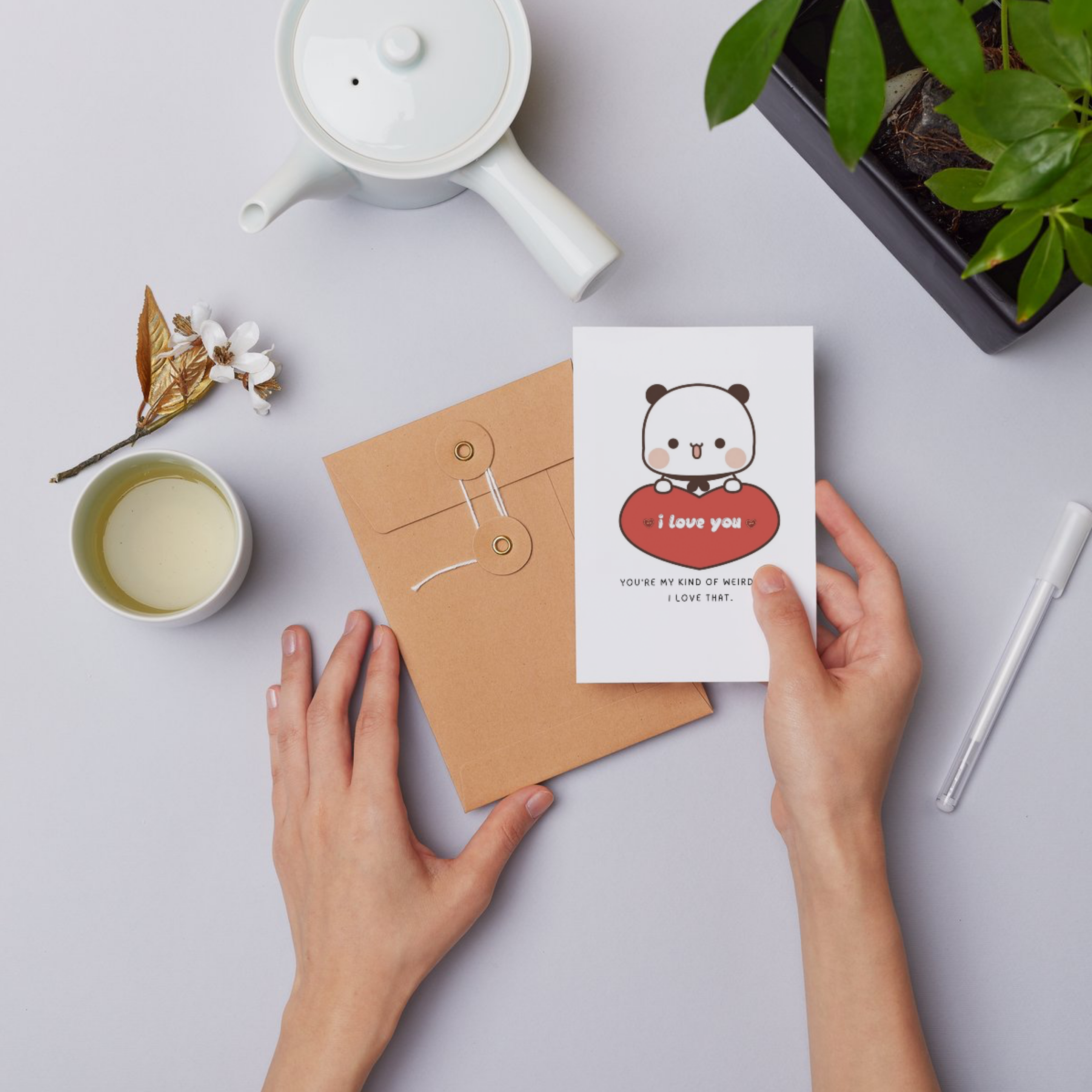 Set of 5 Love Theme Foldable Cards