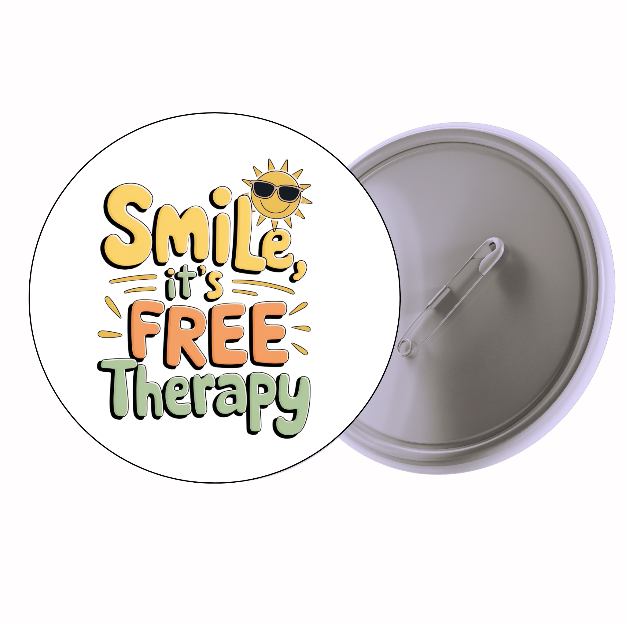 Smile, It’s Free Therapy | Colorful Quote Badge