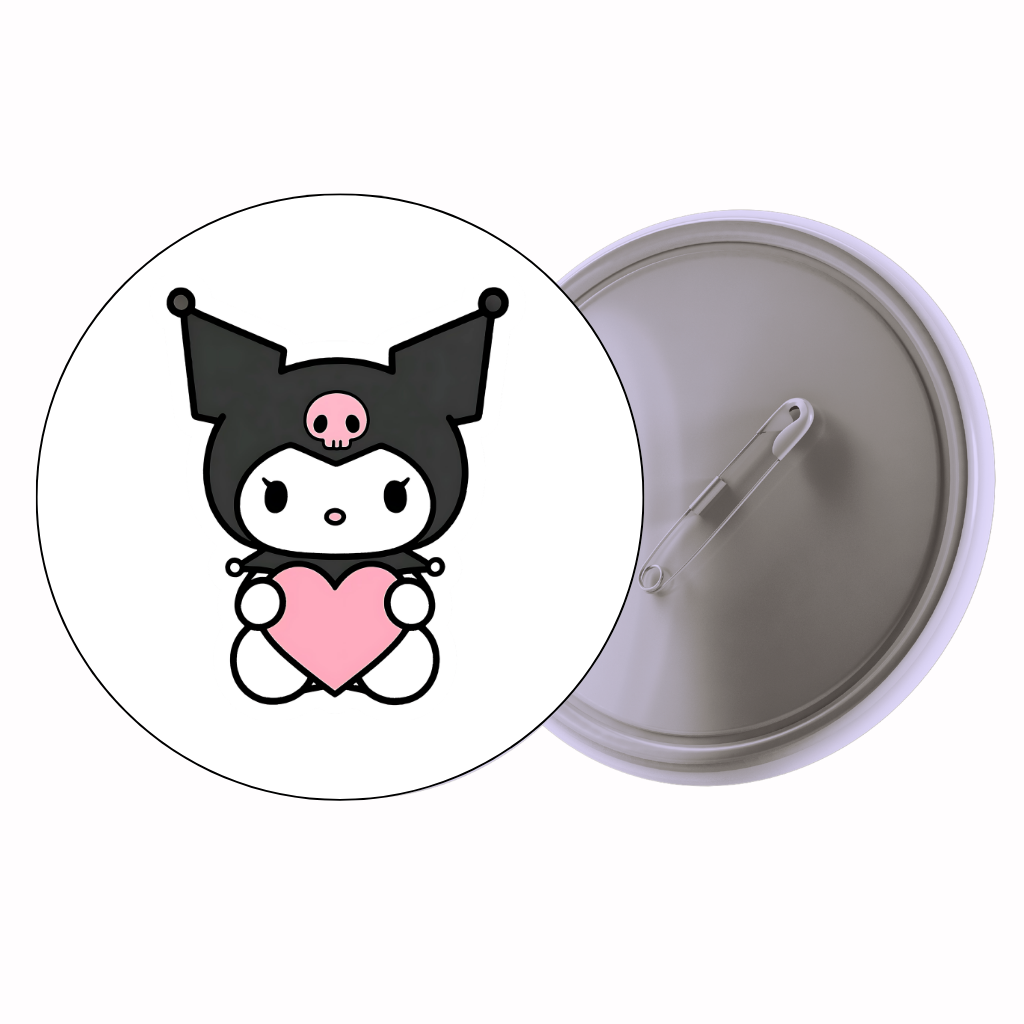 Cute Skull Bunny Heart Cute Pin Badge | Cartoon Badge for Bags & Jackets (2 Sizes)