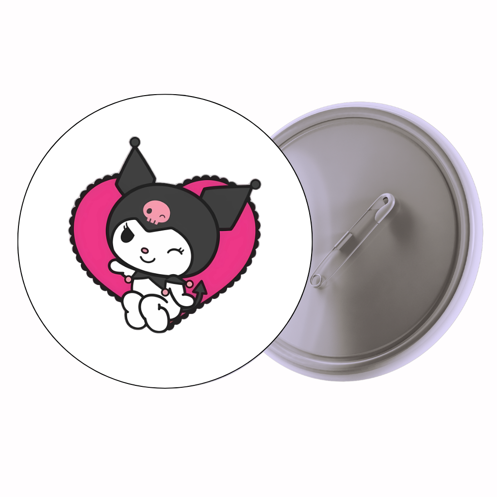 Cute Skull Bunny Heart Frame Cute Pin Badge | Cartoon Badge for Bags & Jackets (2 Sizes)