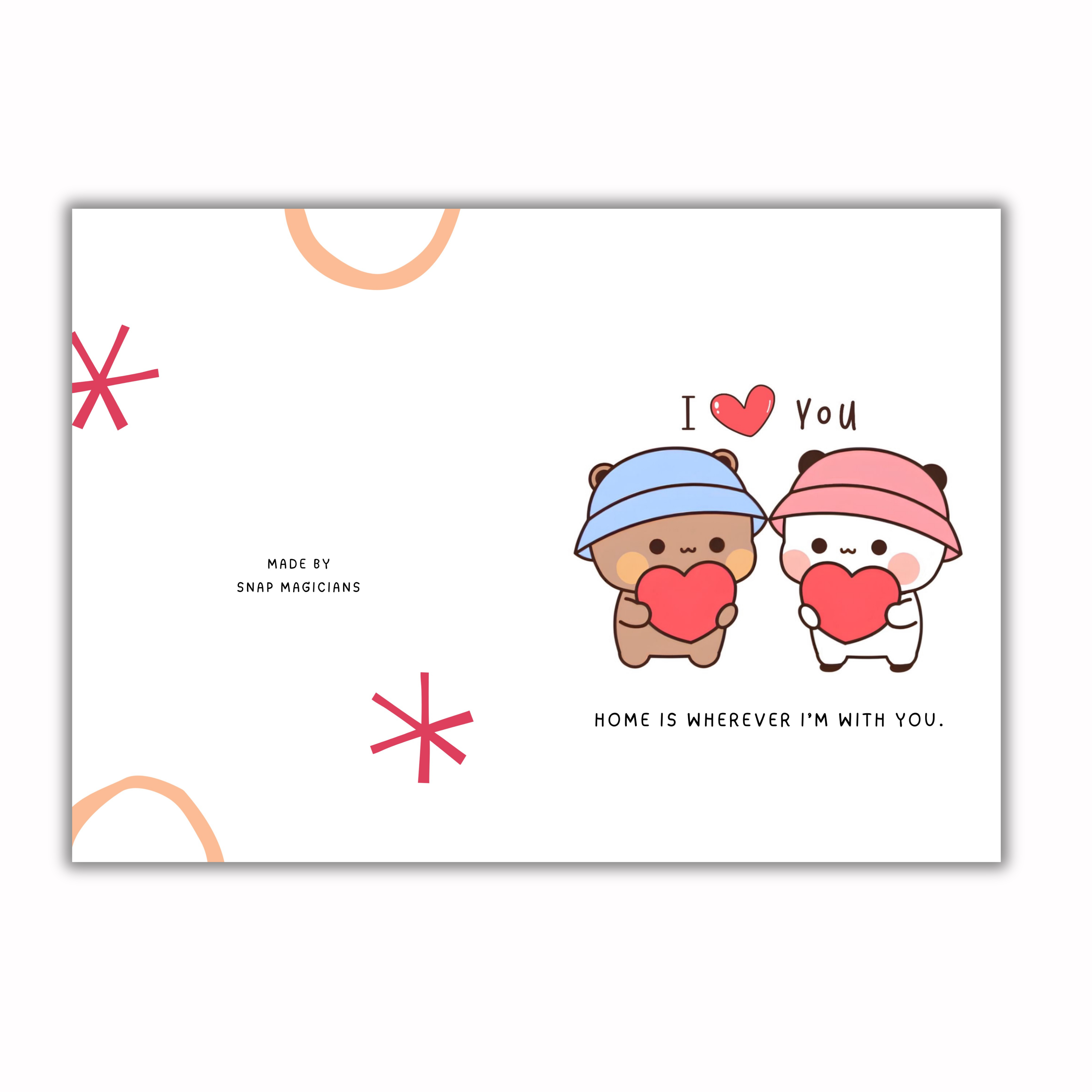 Set of 5 Love Theme Foldable Cards