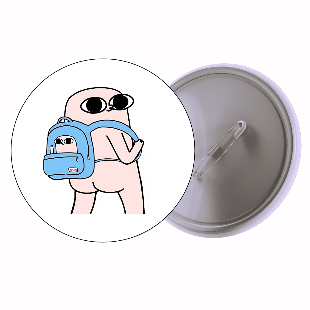 Funny Backpack Character Cute Pin Badge | Cartoon Badge for Bags & Jackets (2 Sizes)