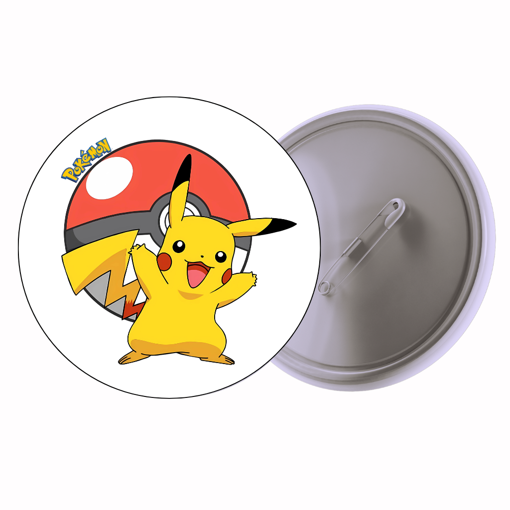 Pikachu Pokéball Cute Pin Badge | Cartoon Badge for Bags & Jackets (2 Sizes)