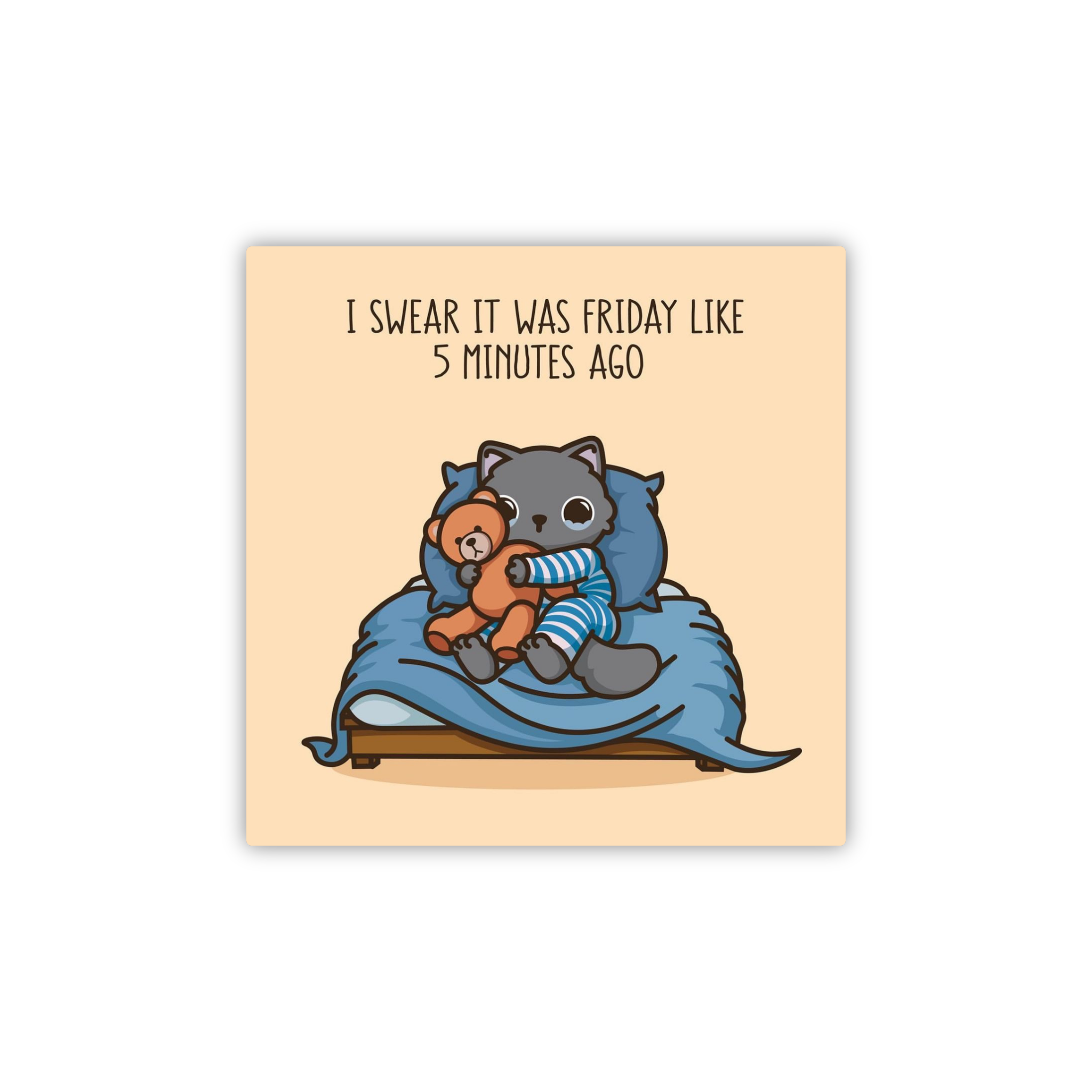 5 More Minutes Cat Nap Magnet – Lazy Day Mood Decor