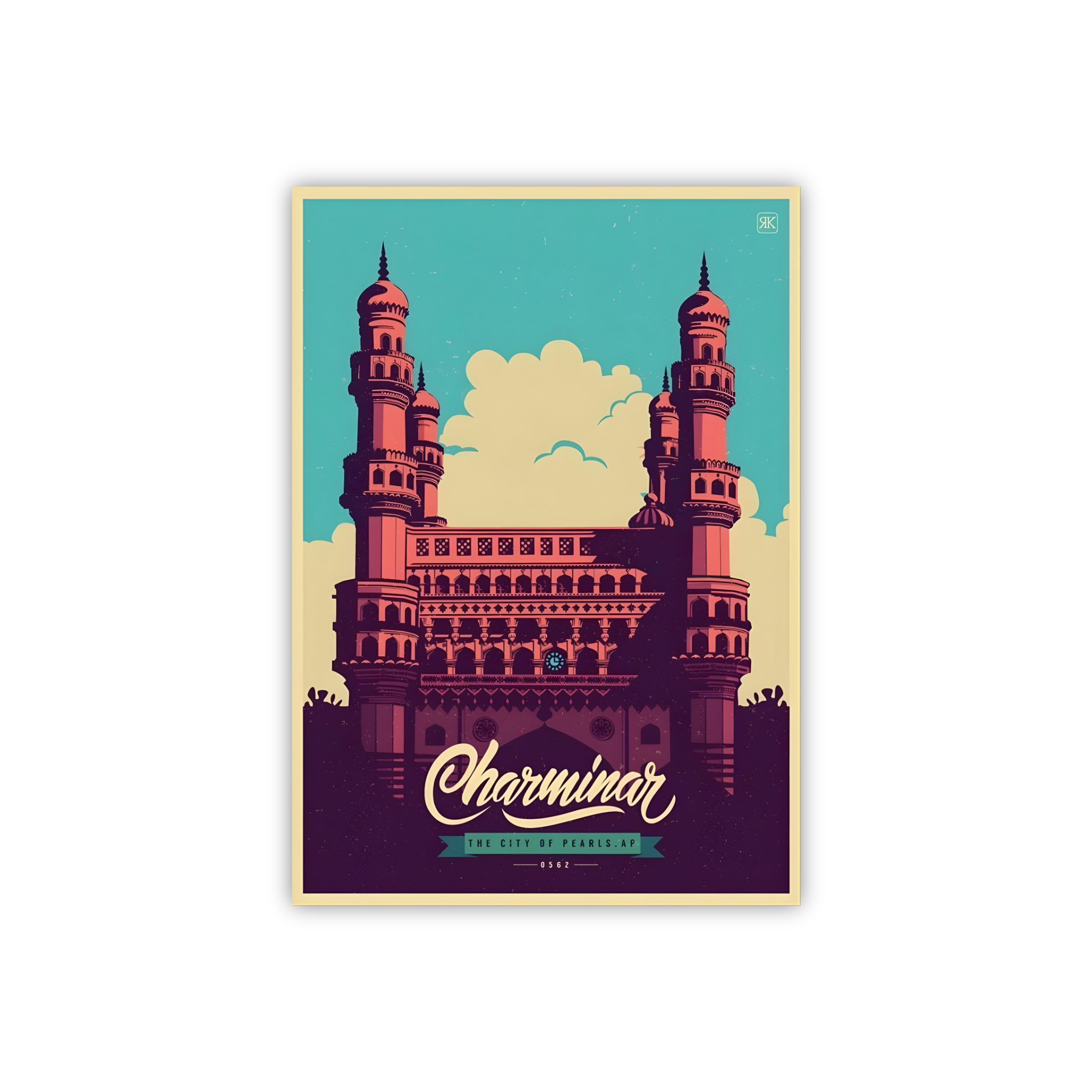 Charminar Retro Poster Shape Magnet – Hyderabad Landmark Collectible