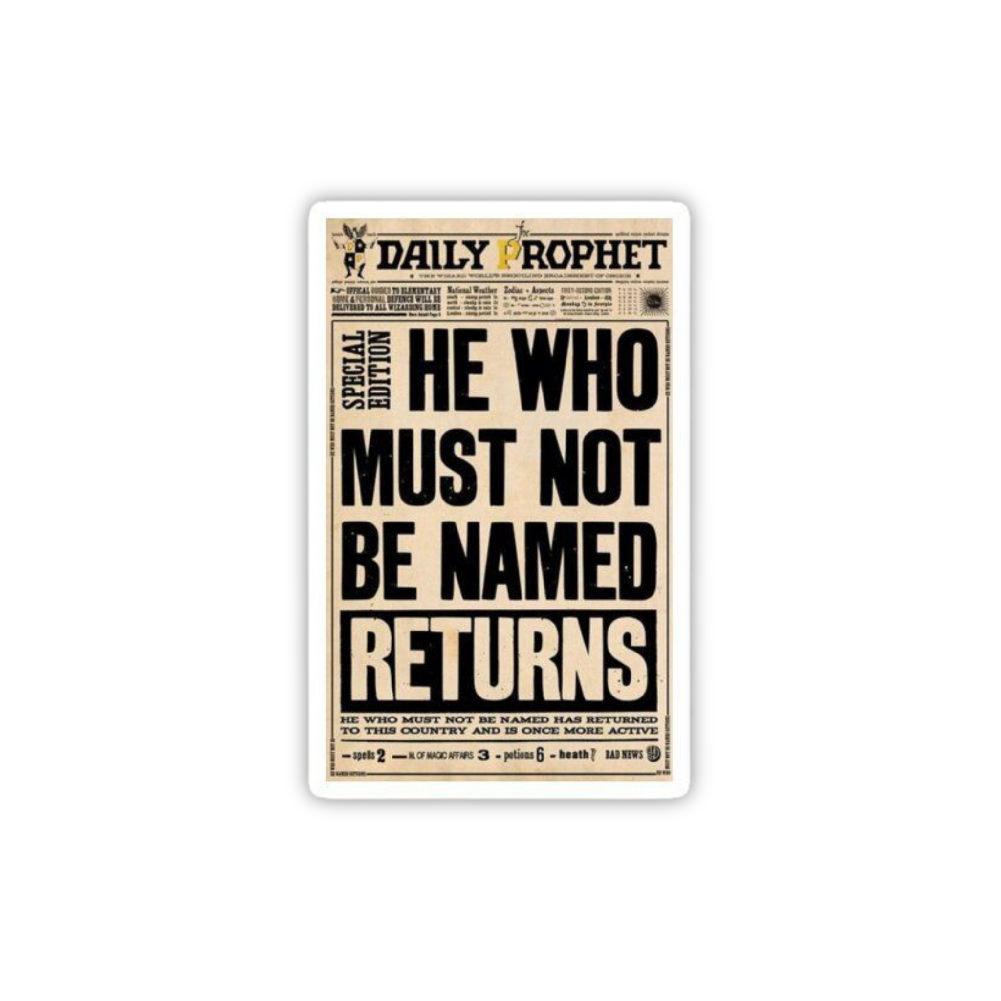 He Who Must Not Be Named Returns Poster Sticker