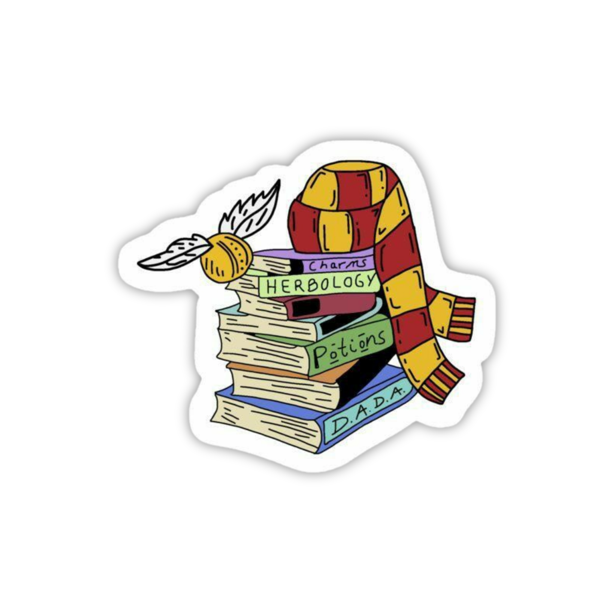 Stack Of Magical Books Illustration Sticker