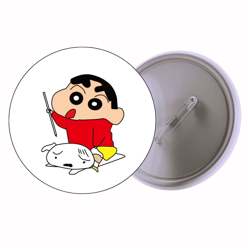 Mischief Kid With Puppy Cute Pin Badge | Cartoon Badge for Bags & Jackets (2 Sizes)