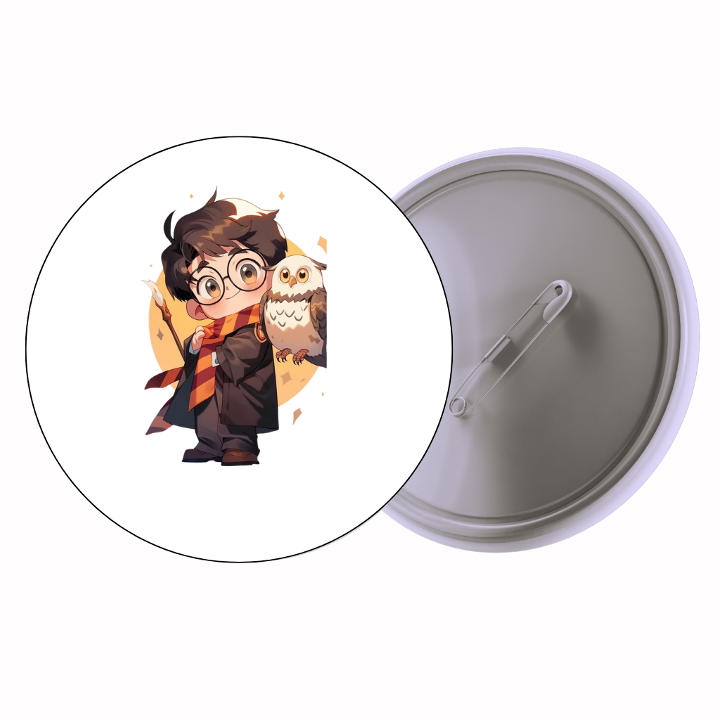 Wizard Boy Illustration Cute Pin Badge | Cartoon Badge for Bags & Jackets (2 Sizes)