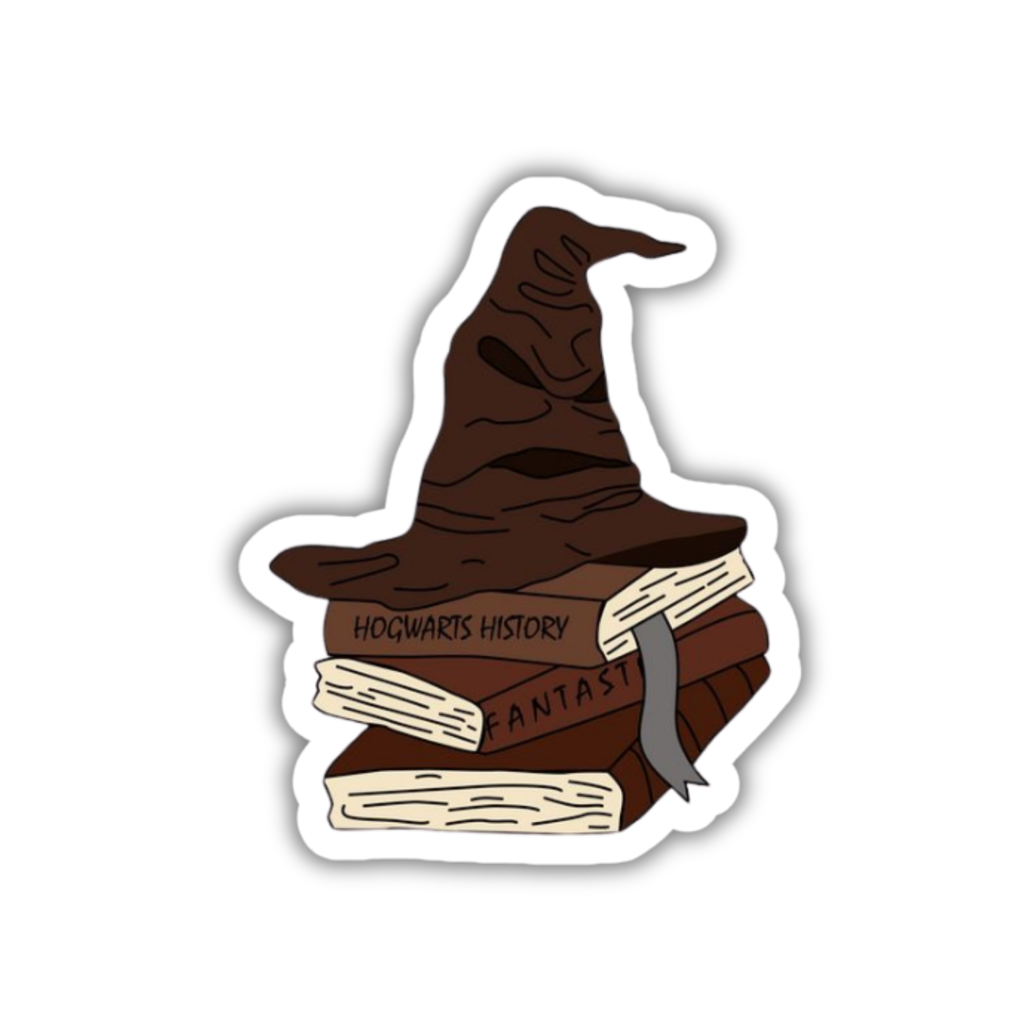Sorting Hat On Books Vintage Sticker