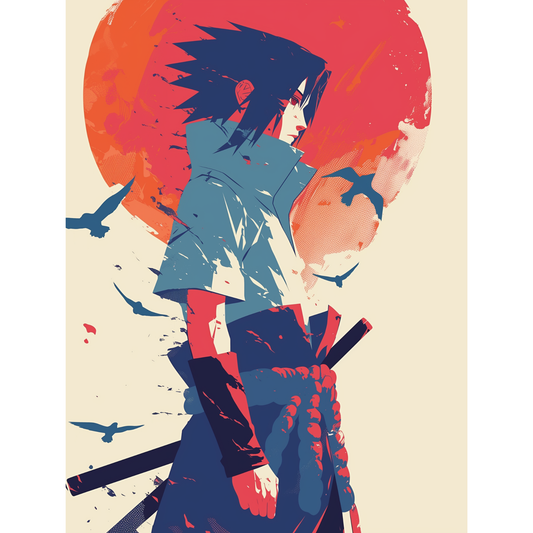 Sasuke Uchiha Poster – Naruto Shippuden Wall Art | Sharingan Anime Print – Sunset Resolve