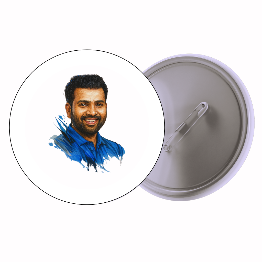 Cricket Champion Portrait Badge 2 Cute Pin Badge | Cartoon Badge for Bags & Jackets (2 Sizes)