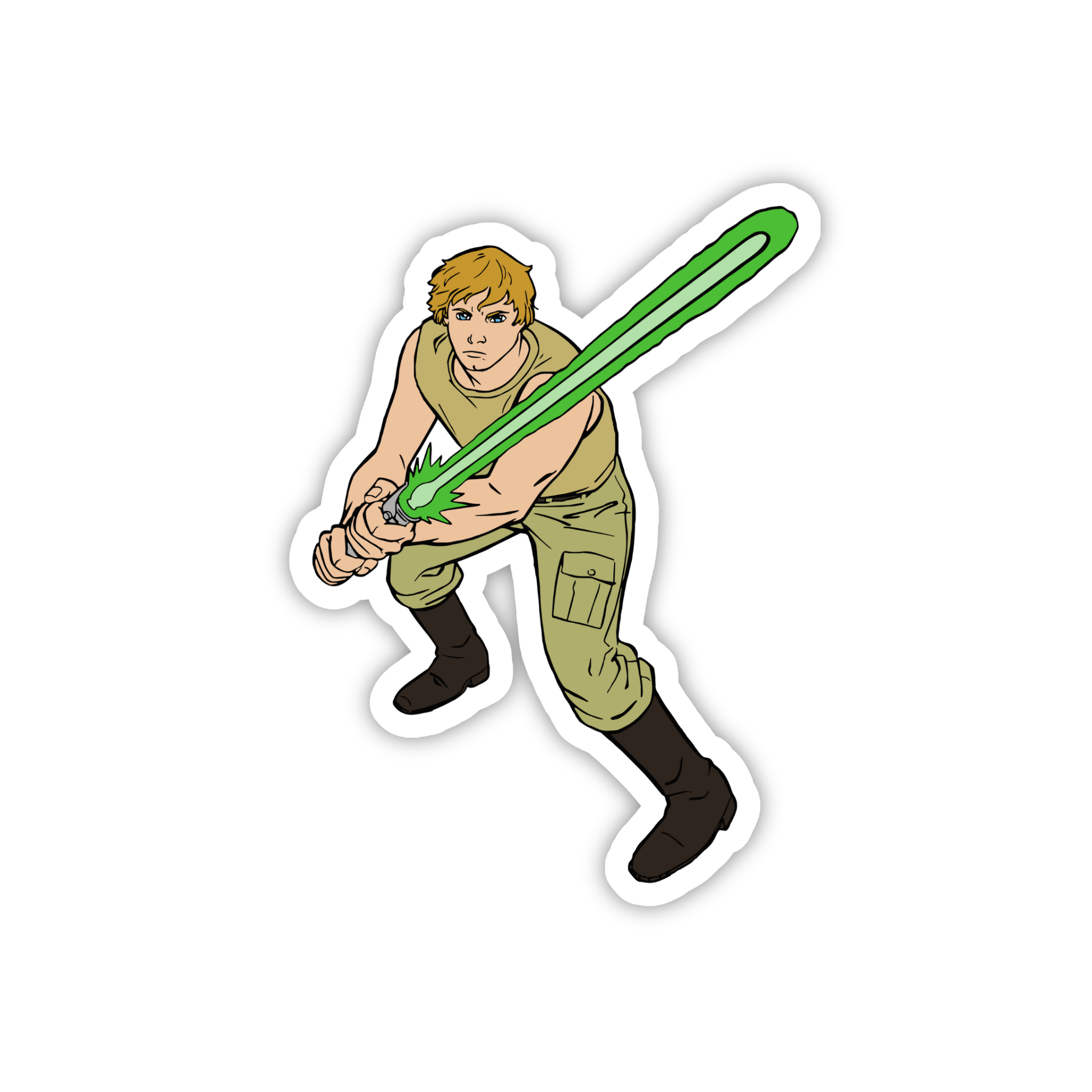Green Lightsaber Jedi Pose Sticker