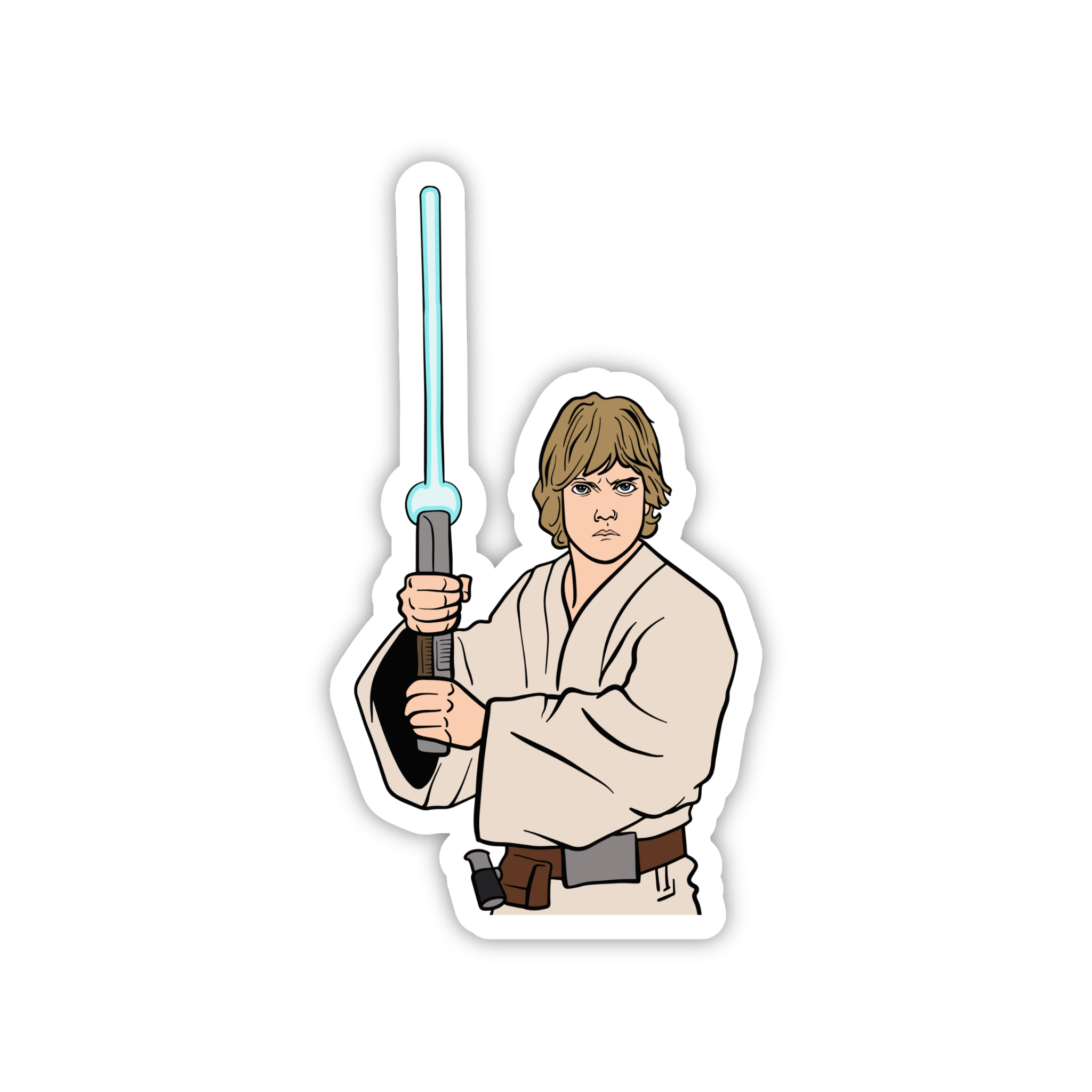 Blue Lightsaber Hero Pose Sticker