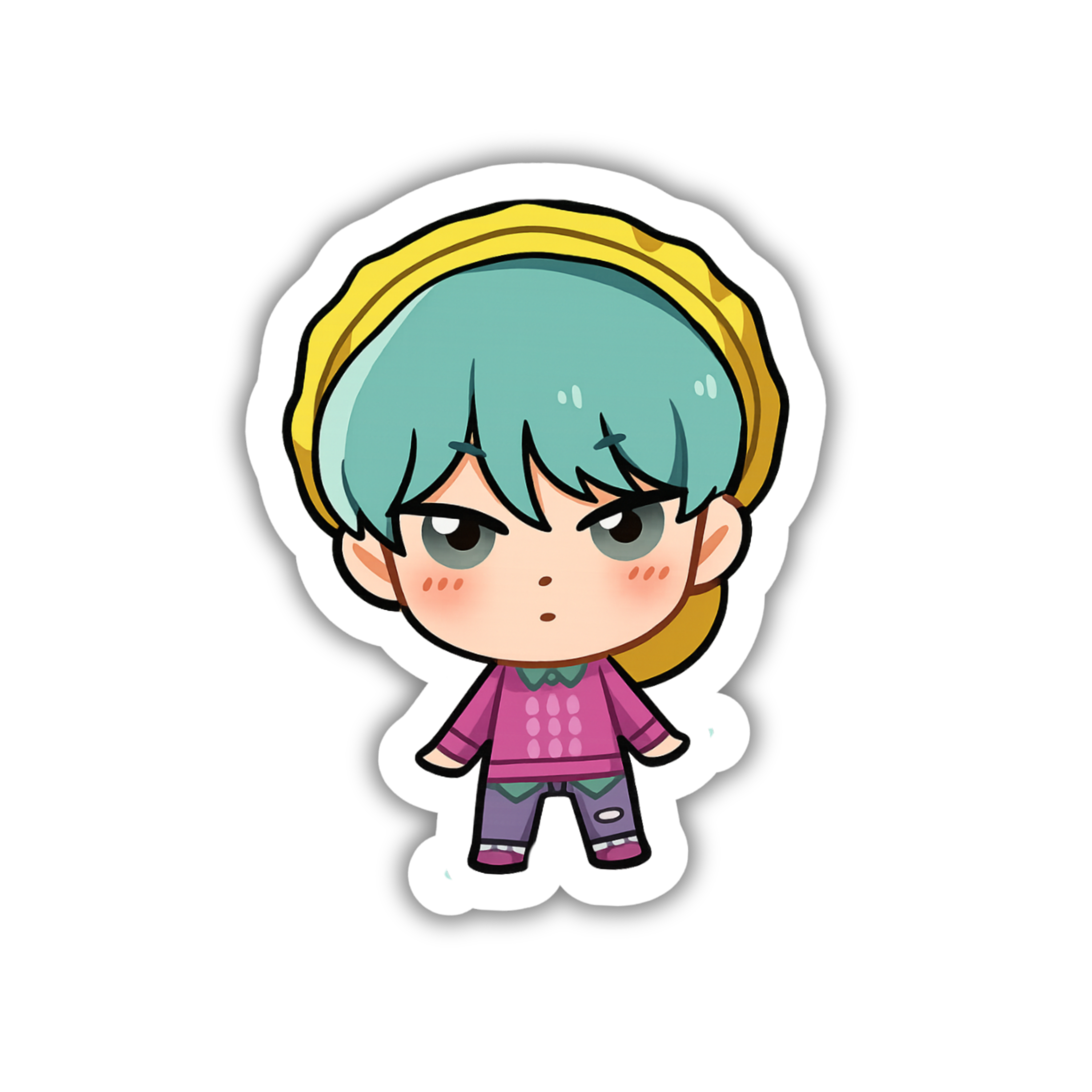 Mint Green Hair Chibi Idol Vinyl Sticker | K-Pop Aesthetic Fandom Laptop Decal | Snap Magicians