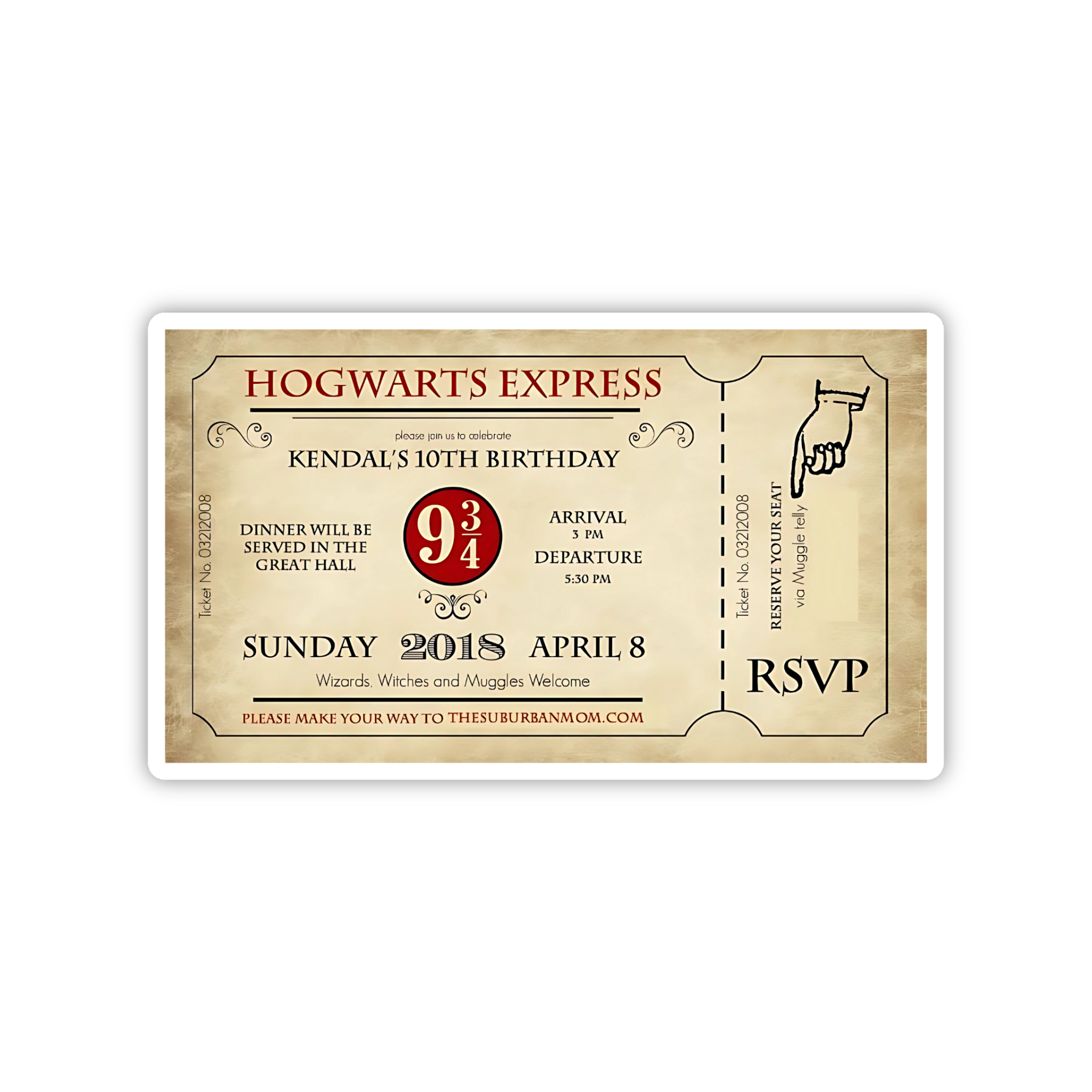 Hogwarts Express Ticket Aesthetic Sticker