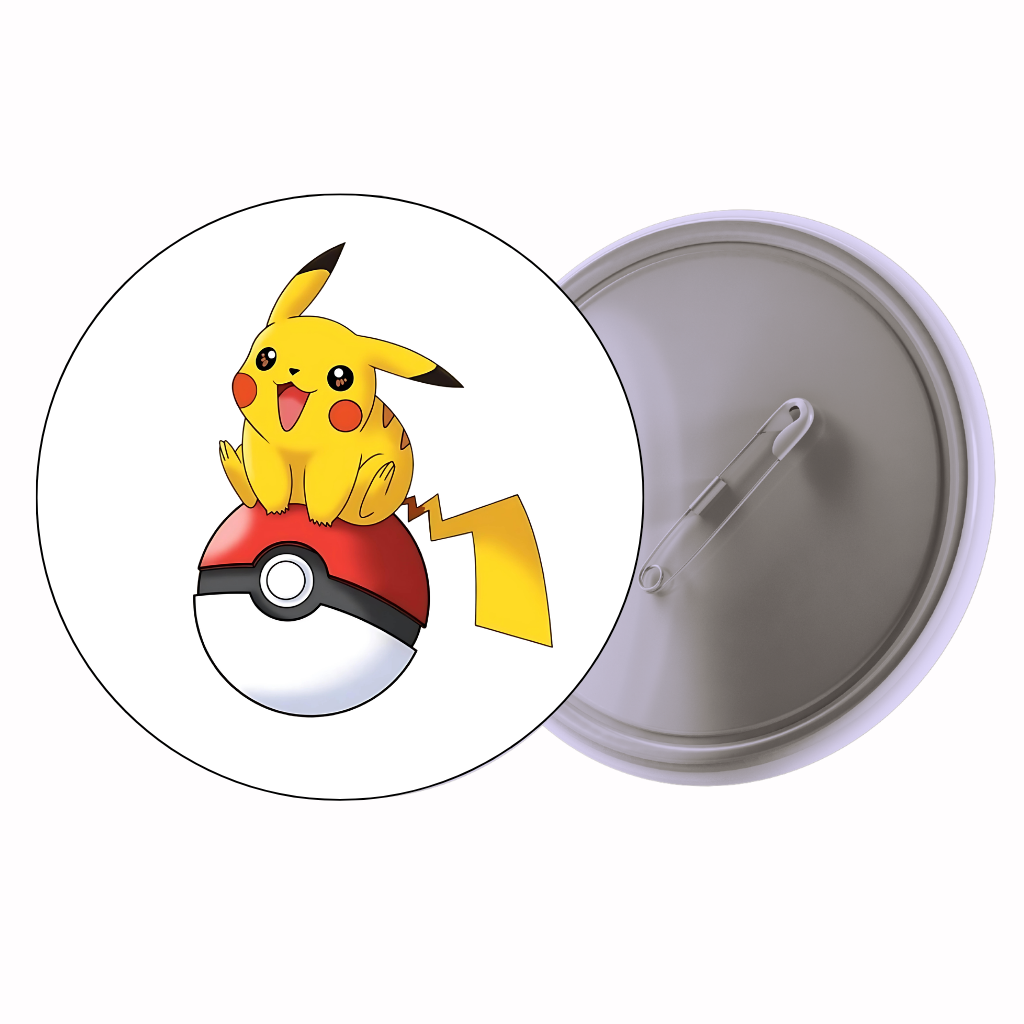 Pikachu On Pokéball Cute Pin Badge | Cartoon Badge for Bags & Jackets (2 Sizes)