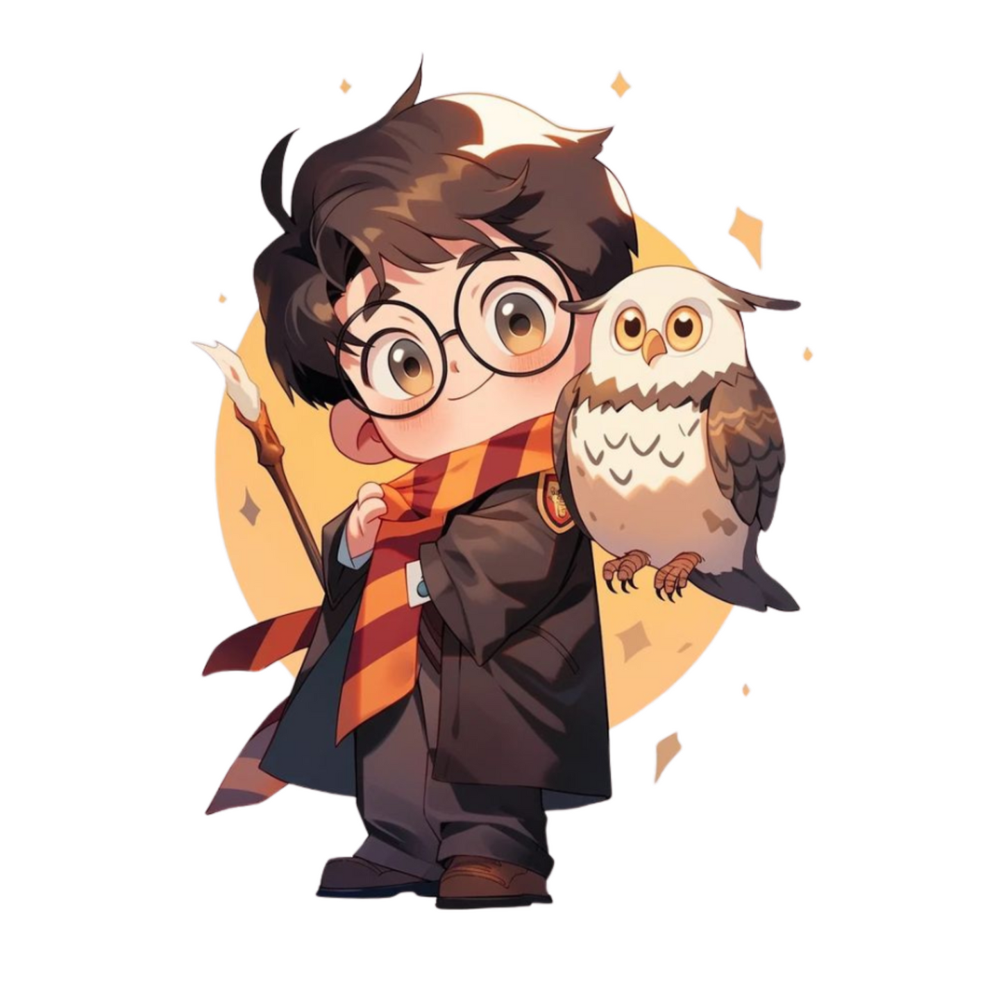 Harry Potter Stickers - Chibi Harry with Hedwig