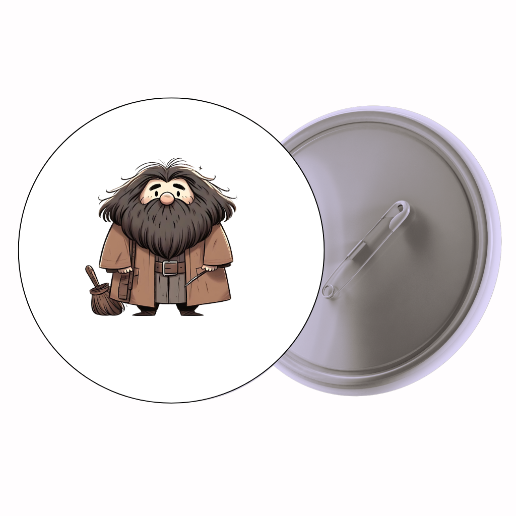 Big Bearded Wizard Cute Pin Badge | Cartoon Badge for Bags & Jackets (2 Sizes)