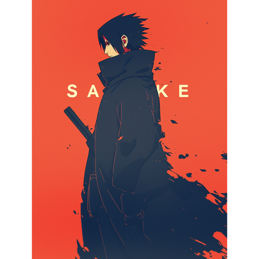 Sasuke Uchiha Poster – Naruto Shippuden Wall Art | Sharingan Anime Print – Sasuke in Crimson Shadow