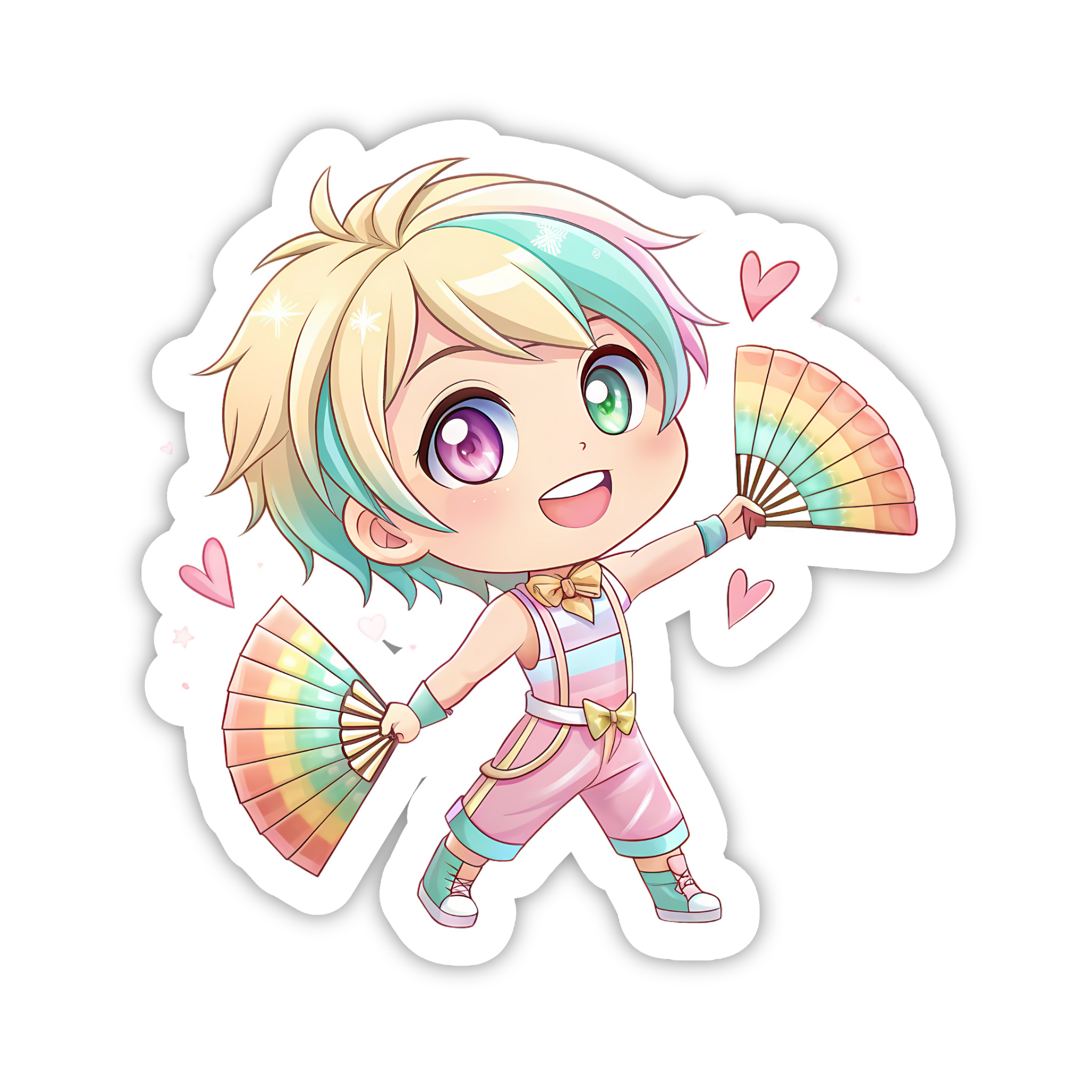Cute Rainbow Fan Girl Sticker