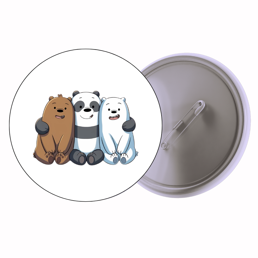 Three Bear Friends Cute Pin Badge | Cartoon Badge for Bags & Jackets (2 Sizes)