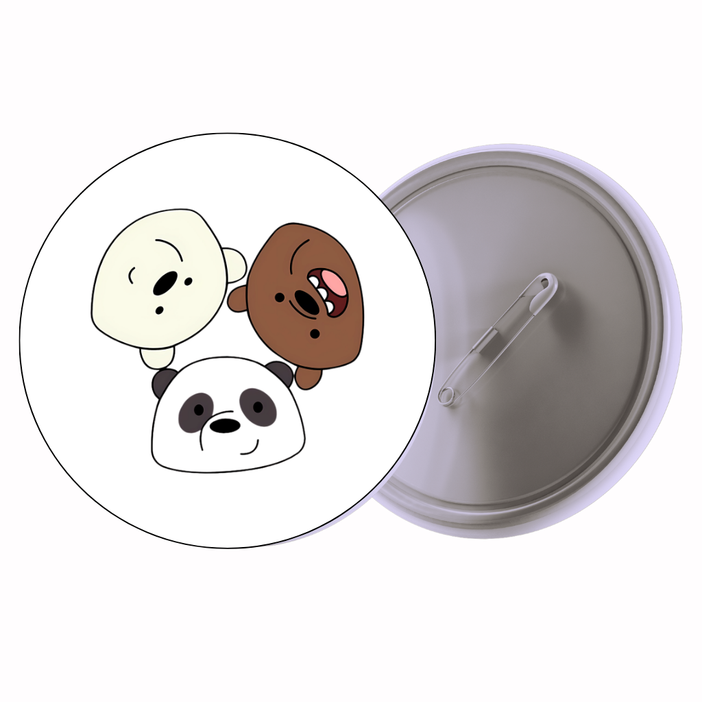 Bear Faces Trio Cute Pin Badge | Cartoon Badge for Bags & Jackets (2 Sizes)