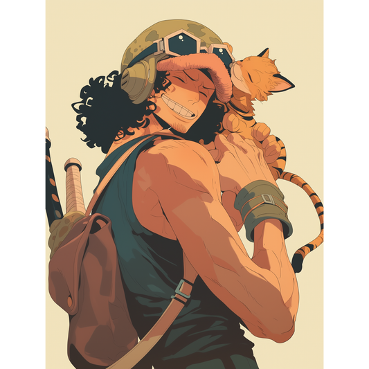 Usopp Poster – One Piece Wall Art | Sniper King Anime Print – Usopp with Chopper