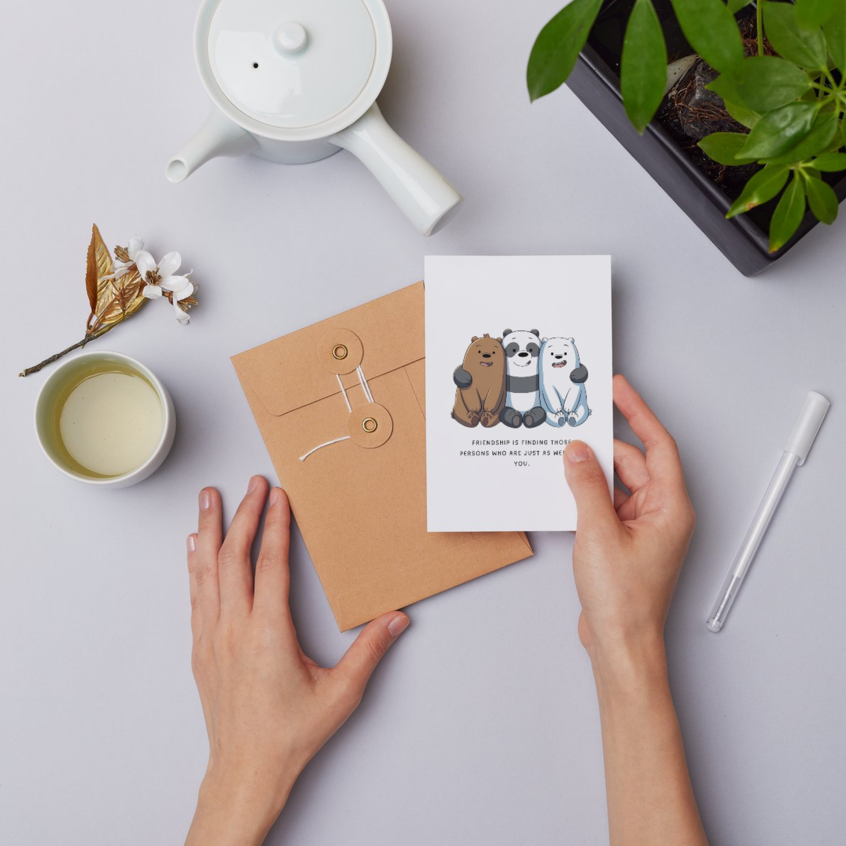 Set of 5 Friendship Theme Foldable Cards