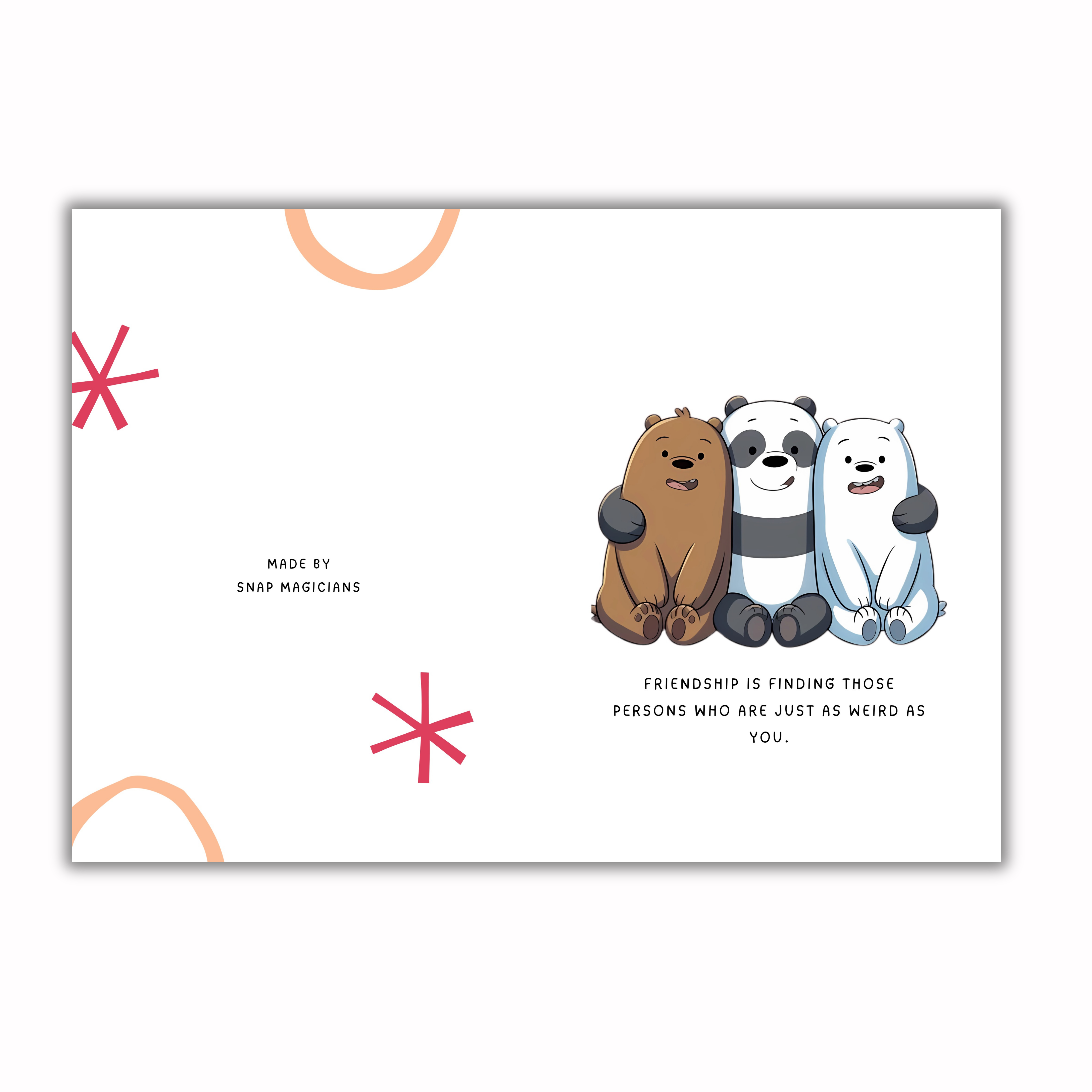 Set of 5 Friendship Theme Foldable Cards
