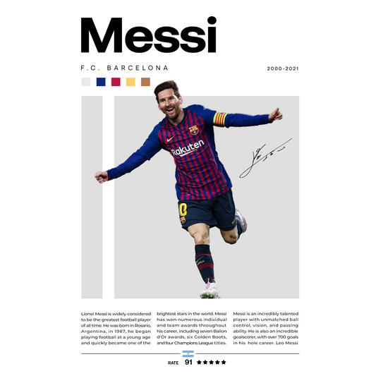 Football Legends Poster Collection – Ronaldo, Messi & Neymar Wall Art – Messi Barca Legend