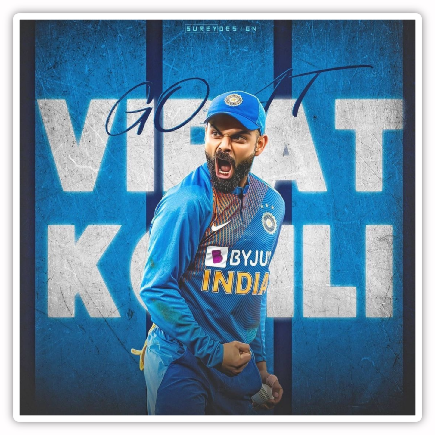Cricket Stickers - Energetic Virat Poster