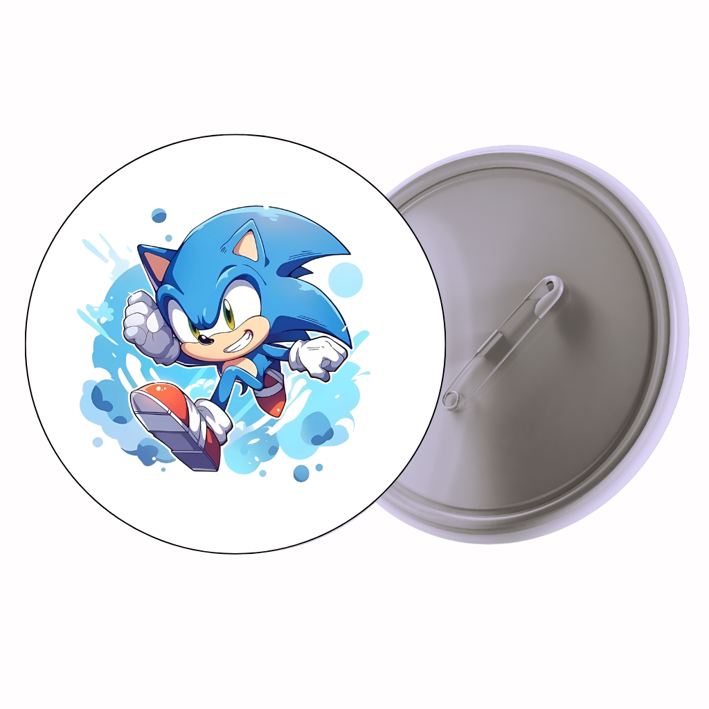 Sonic Splash Cute Pin Badge | Cartoon Badge for Bags & Jackets (2 Sizes)