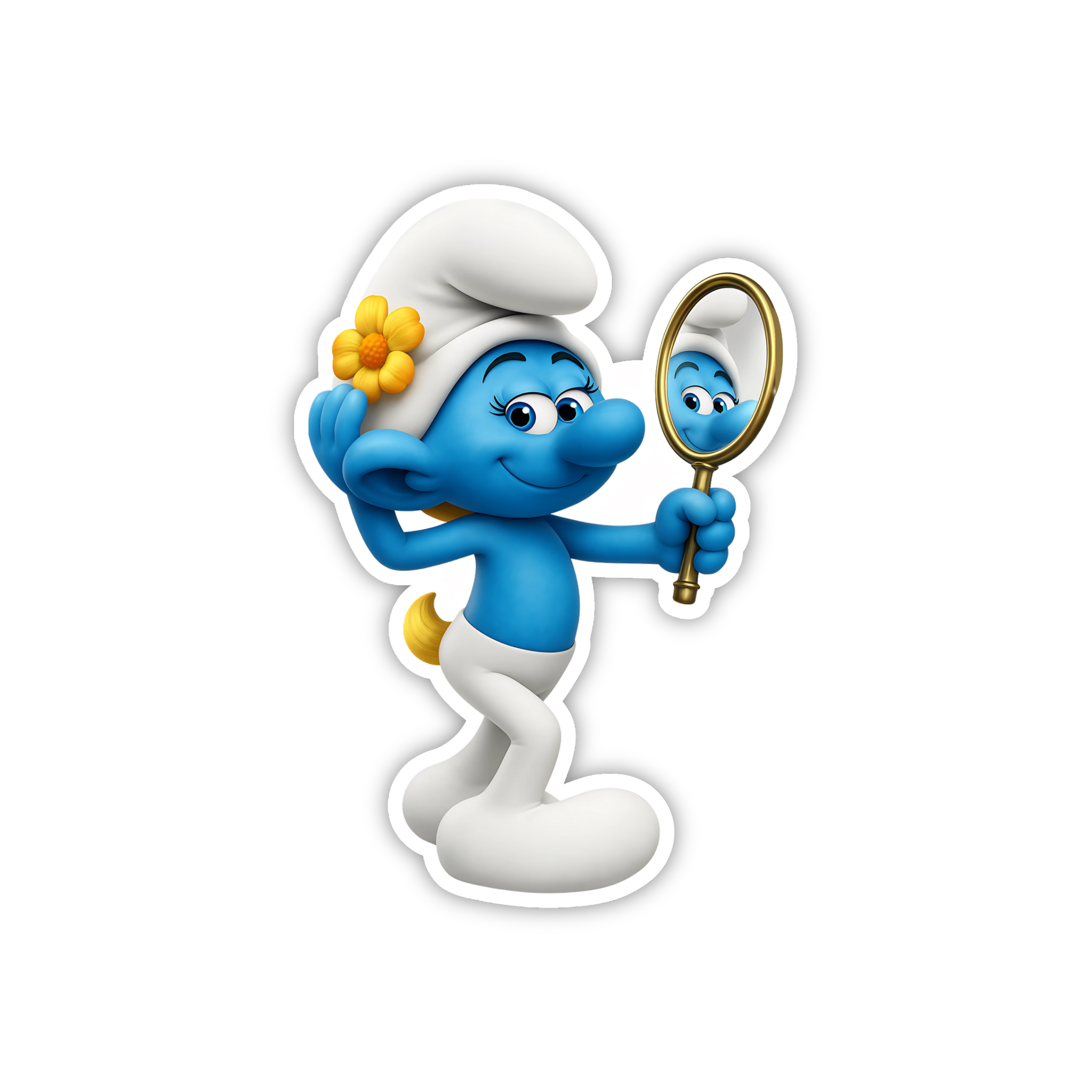 Smurf Mirror Cute Pose Sticker