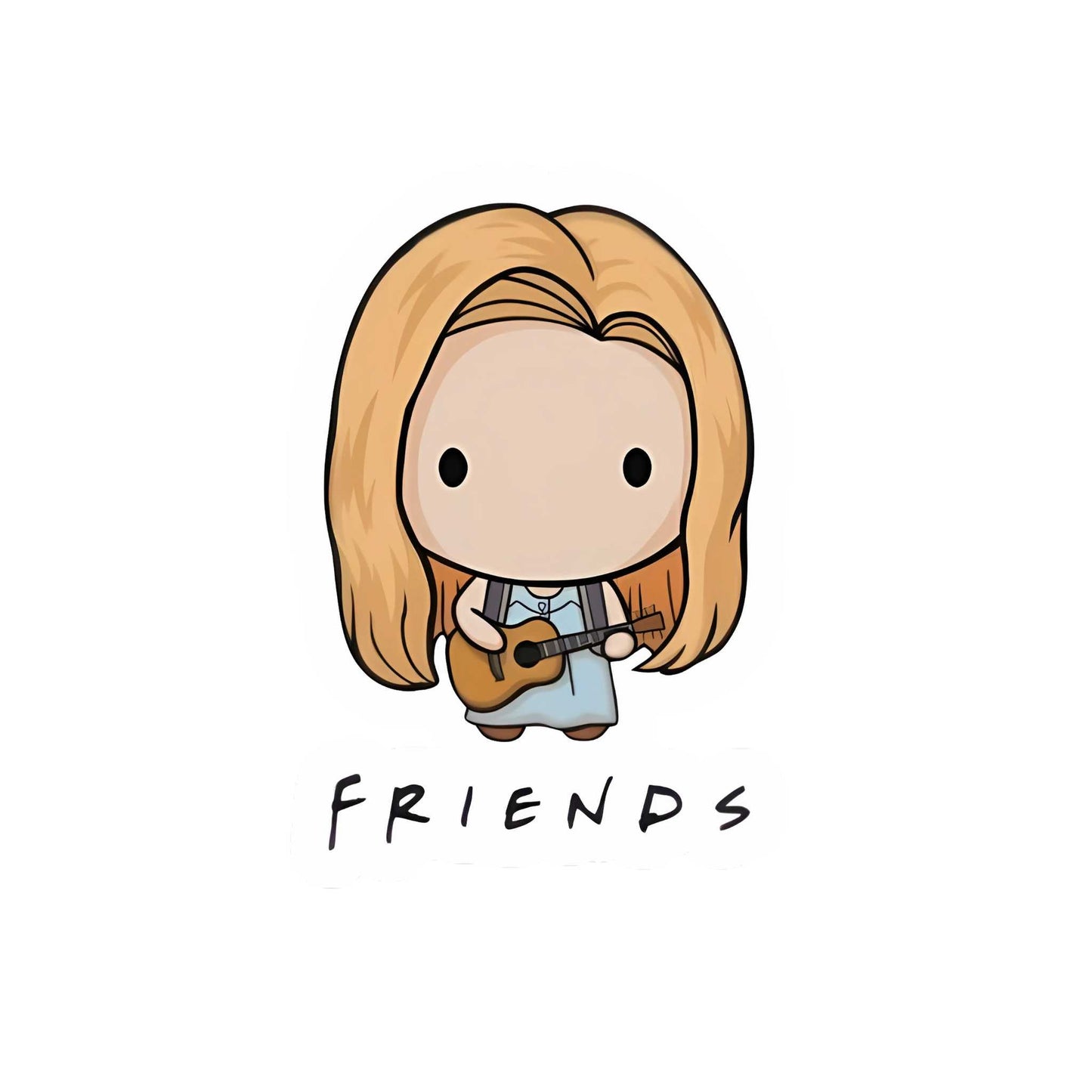 Friends TV Show Stickers - Phoebe with Guitar (Chibi Style)