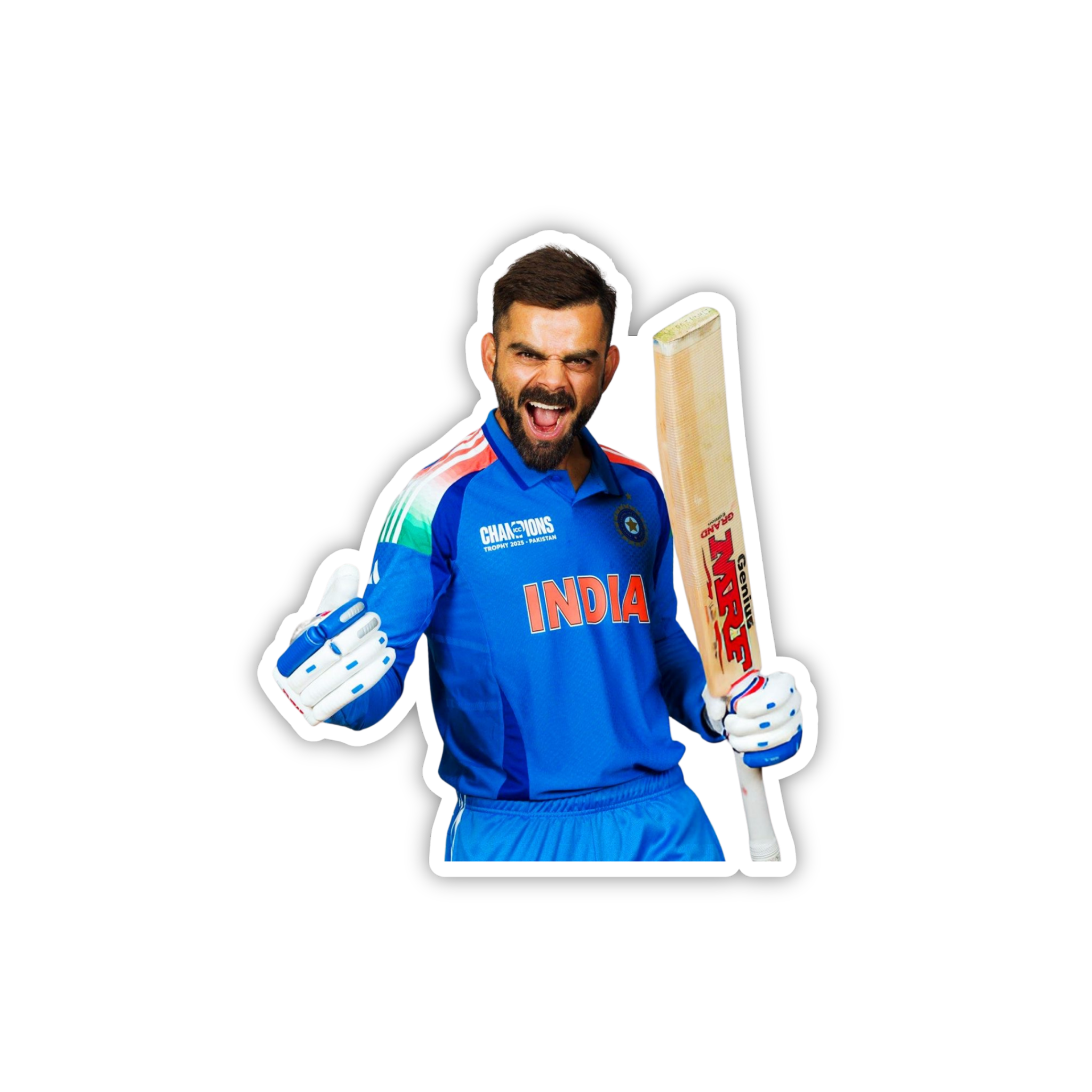 Kohli Bat Raise India Sticker
