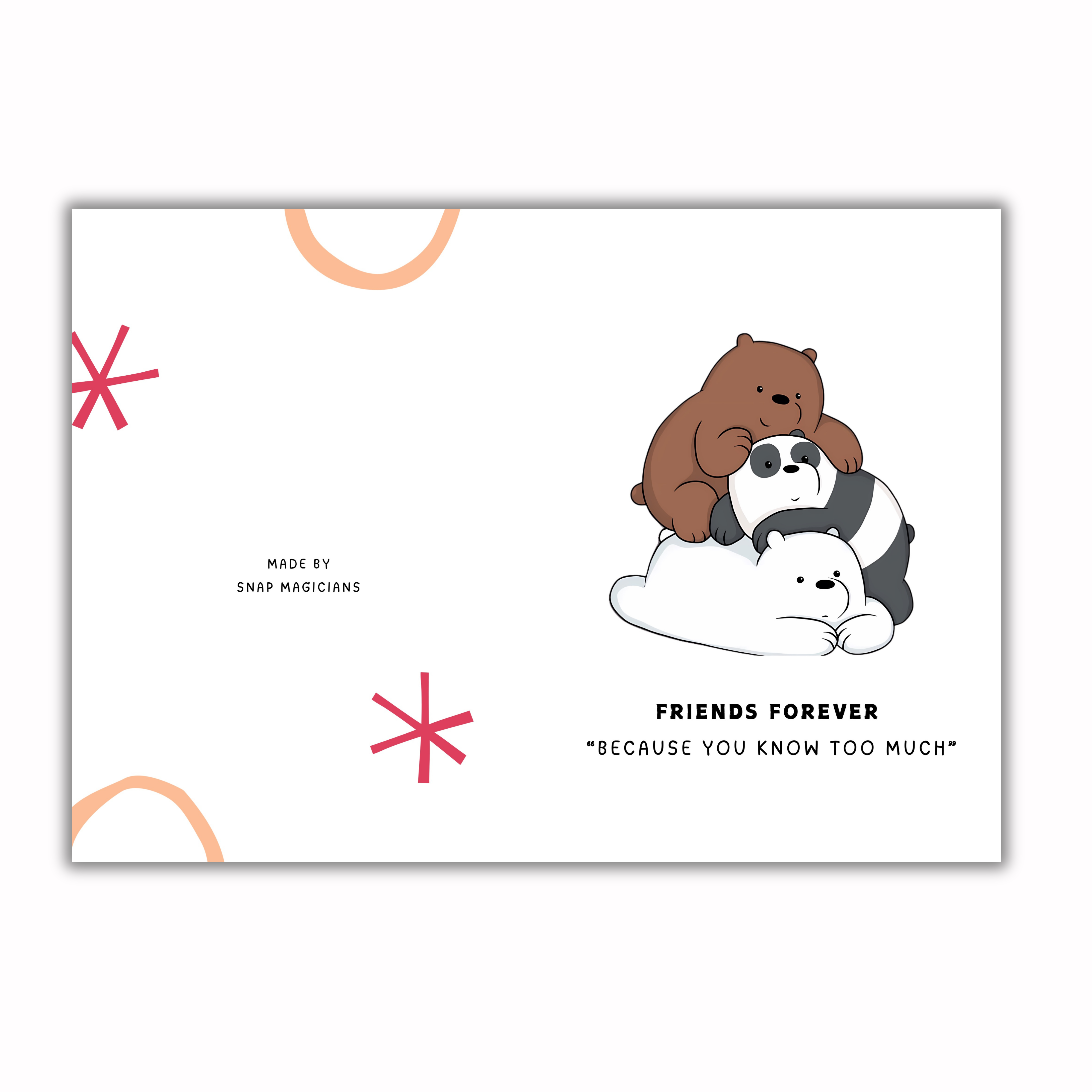 Set of 5 Friendship Theme Foldable Cards