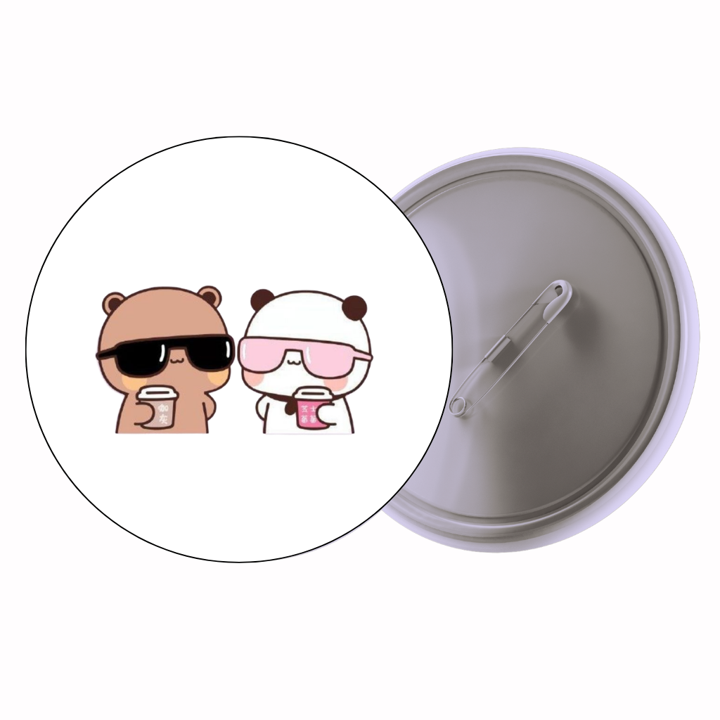 Bear Couple Shades Cute Pin Badge | Cartoon Badge for Bags & Jackets (2 Sizes)