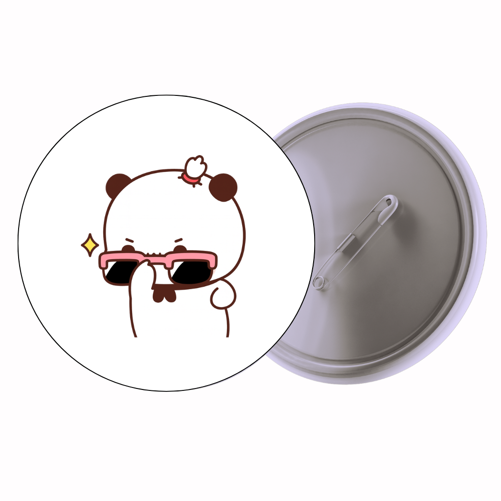 Panda Shades & Bow Cute Pin Badge | Cartoon Badge for Bags & Jackets (2 Sizes)