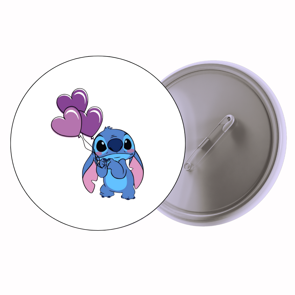 Blue Alien Heart Balloons Cute Pin Badge | Cartoon Badge for Bags & Jackets (2 Sizes)