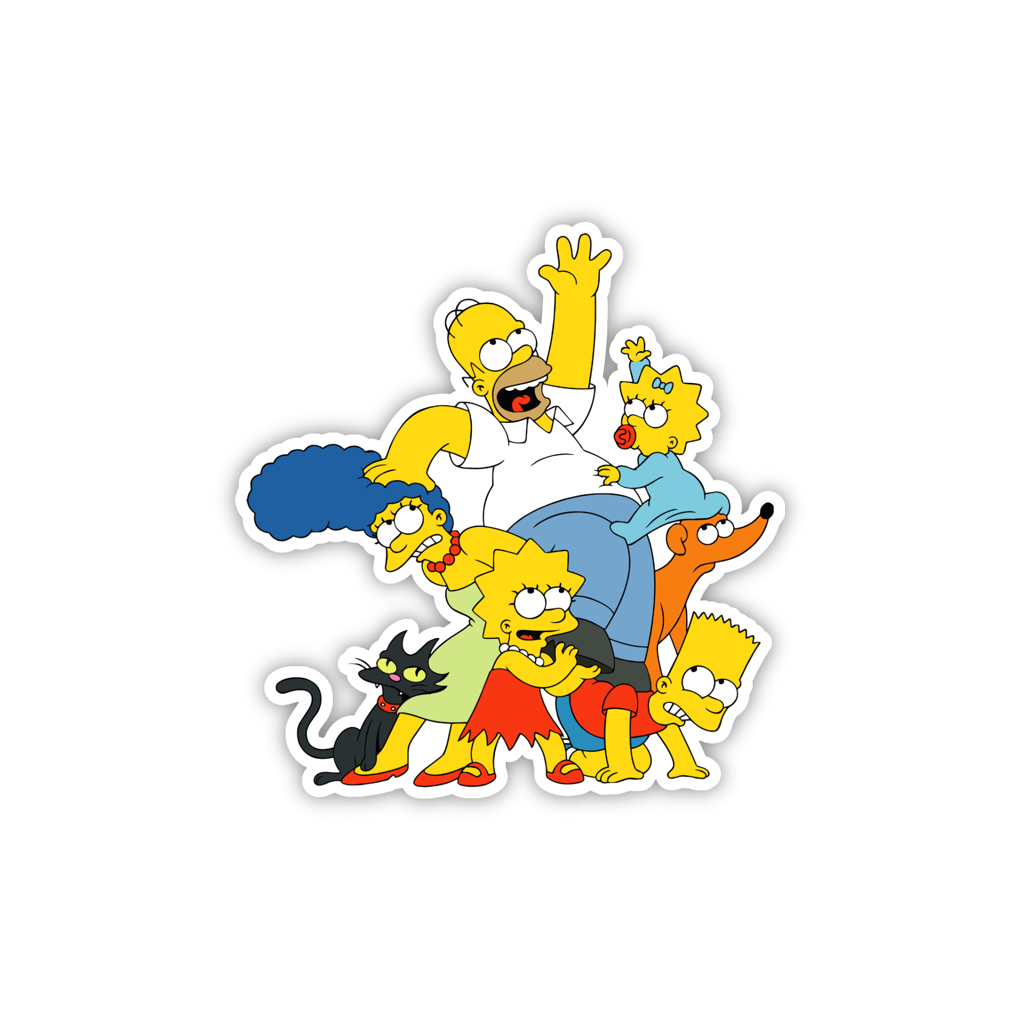 Animated Yellow Family Pose 67 Cartoon Sticker
