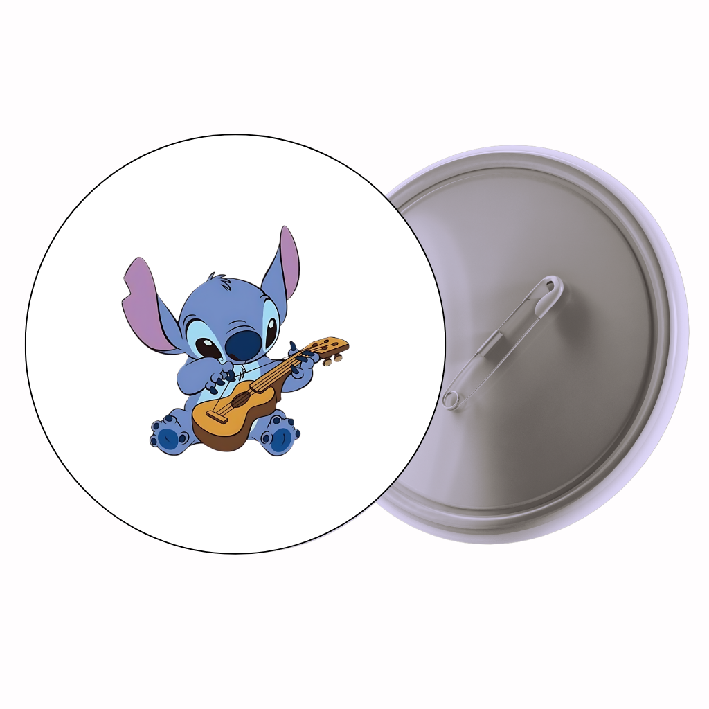 Blue Alien Guitar Cute Pin Badge | Cartoon Badge for Bags & Jackets (2 Sizes)