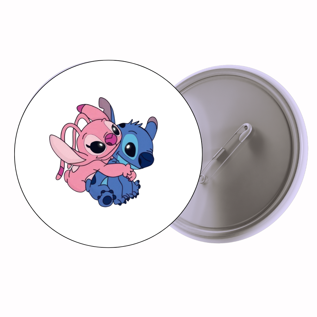 Blue Alien Couple Hug Cute Pin Badge | Cartoon Badge for Bags & Jackets (2 Sizes)