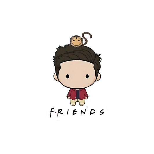 Friends TV Show Stickers - Ross with Marcel the Monkey (Chibi Style)