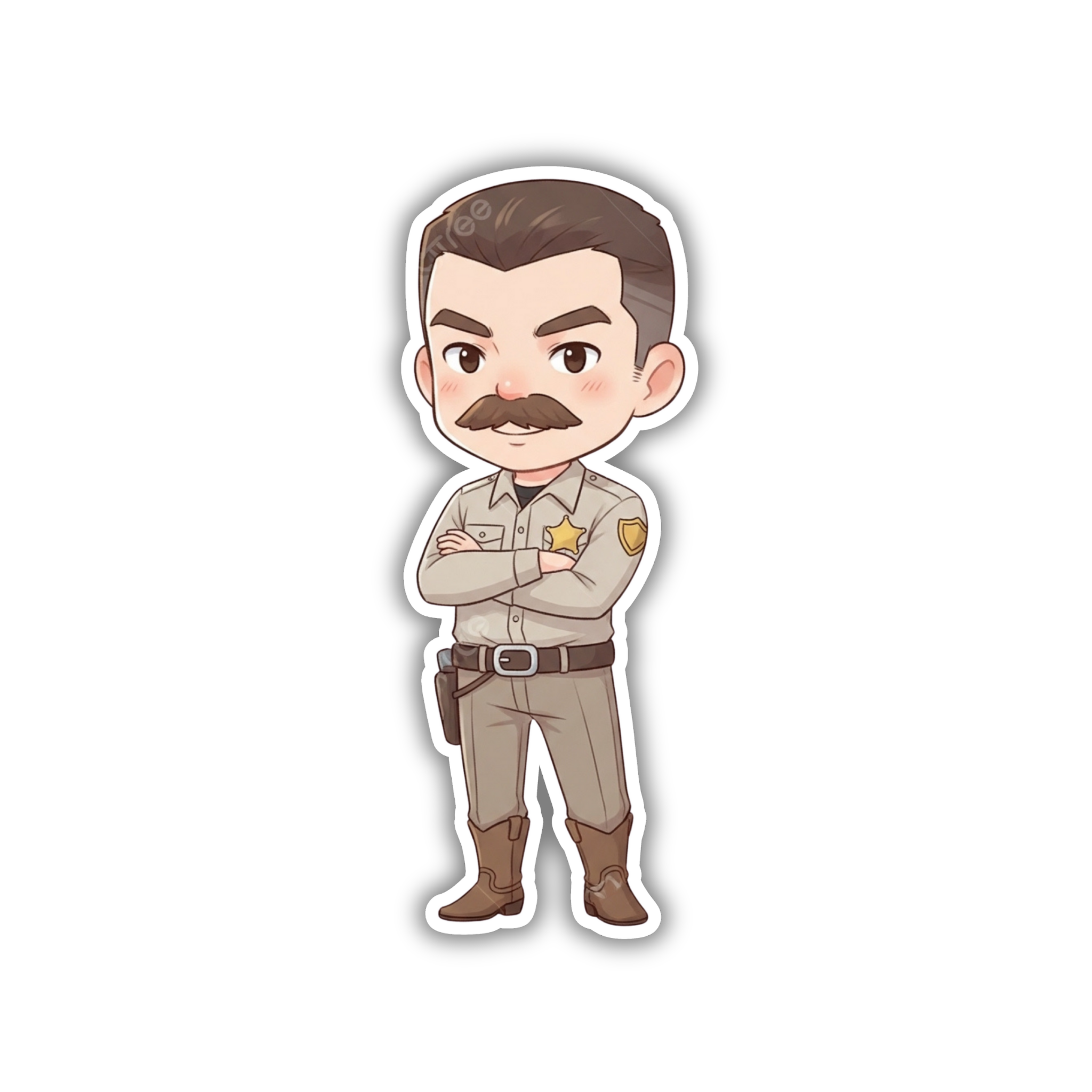 Serious Sheriff Portrait Vinyl Sticker | Stranger Things Aesthetic Laptop Decal | Snap Magicians