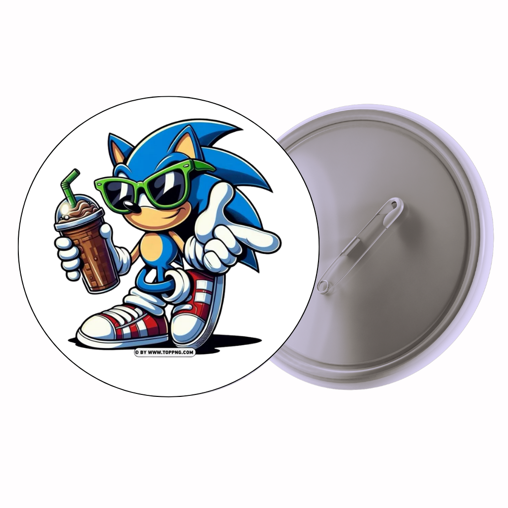 Sonic Cool Shades Cute Pin Badge | Cartoon Badge for Bags & Jackets (2 Sizes)