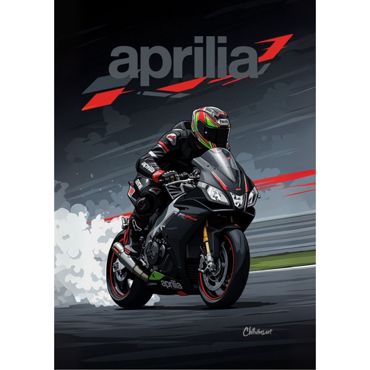 Formula 1 Car & Bike Racing Sticker – Speed Sports Vinyl Decal – Aprilia Superbikes Racing Poster (Dark Edition)